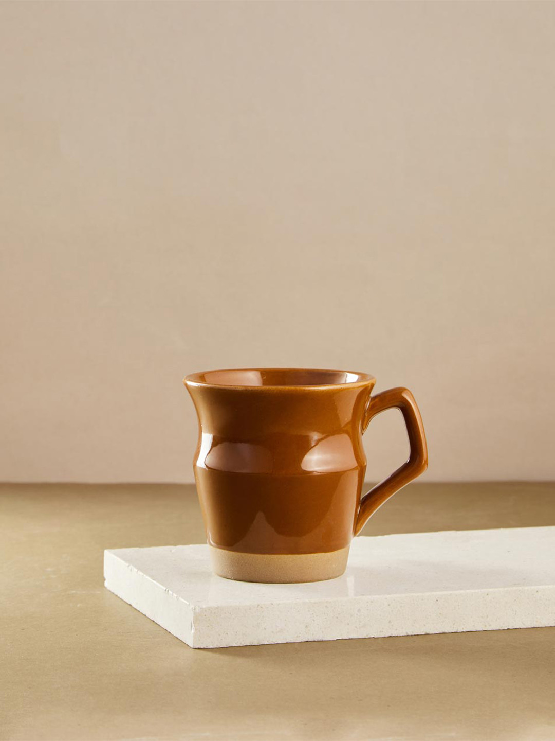 Buy Fabindia Adhrit Brown Ceramic Glossy Mug 180 Ml Cups And Mugs for
