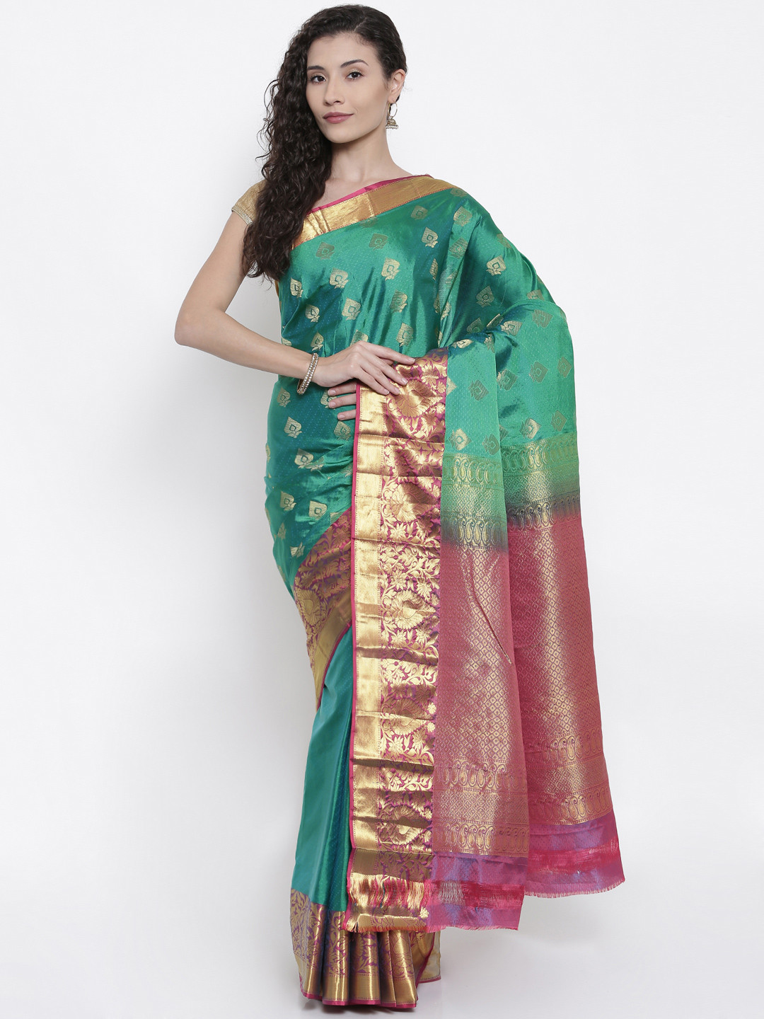 Buy The Chennai Silks Classicate Green Woven Design Pure Silk Saree