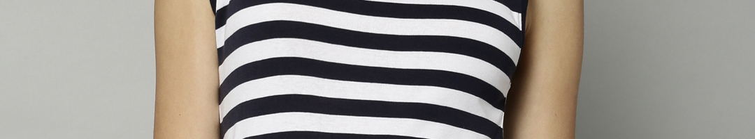 Buy Marks & Spencer Women Navy & White Striped Tank Pure Cotton Top ...