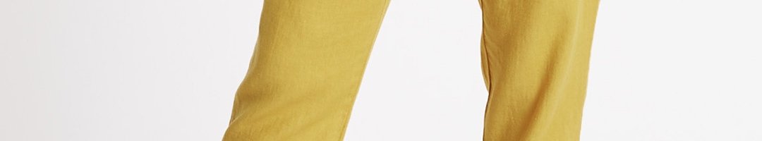 Buy Marks & Spencer Women Mustard Yellow Solid Casual Trousers ...