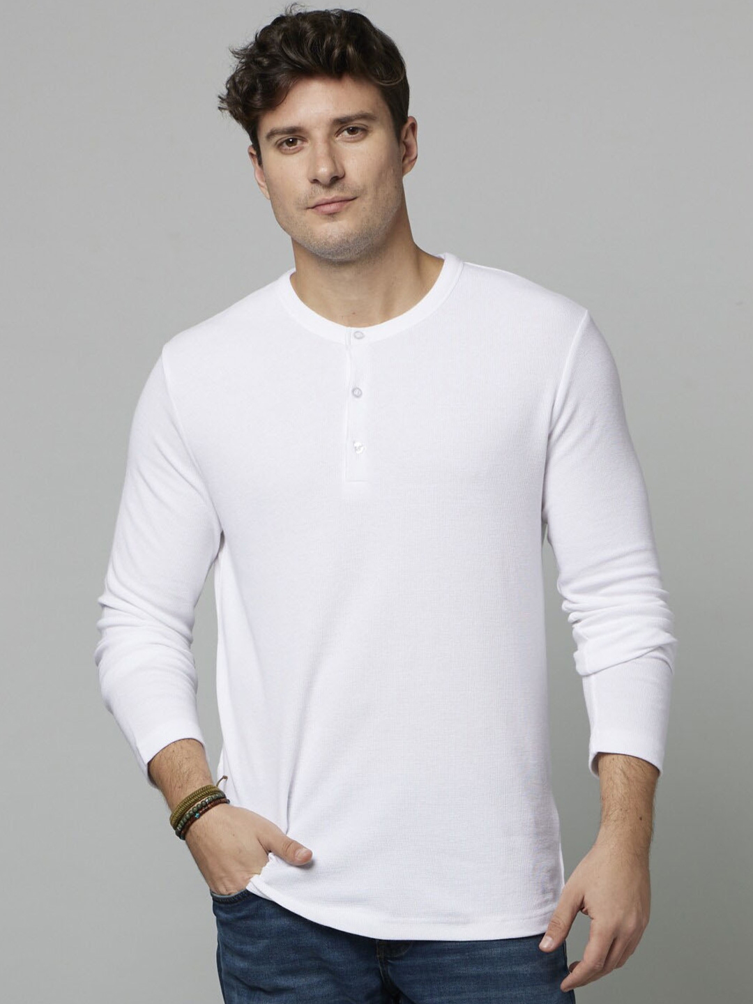 Buy Celio Henley Neck Long Sleeves Cotton T Shirt - Tshirts for Men ...