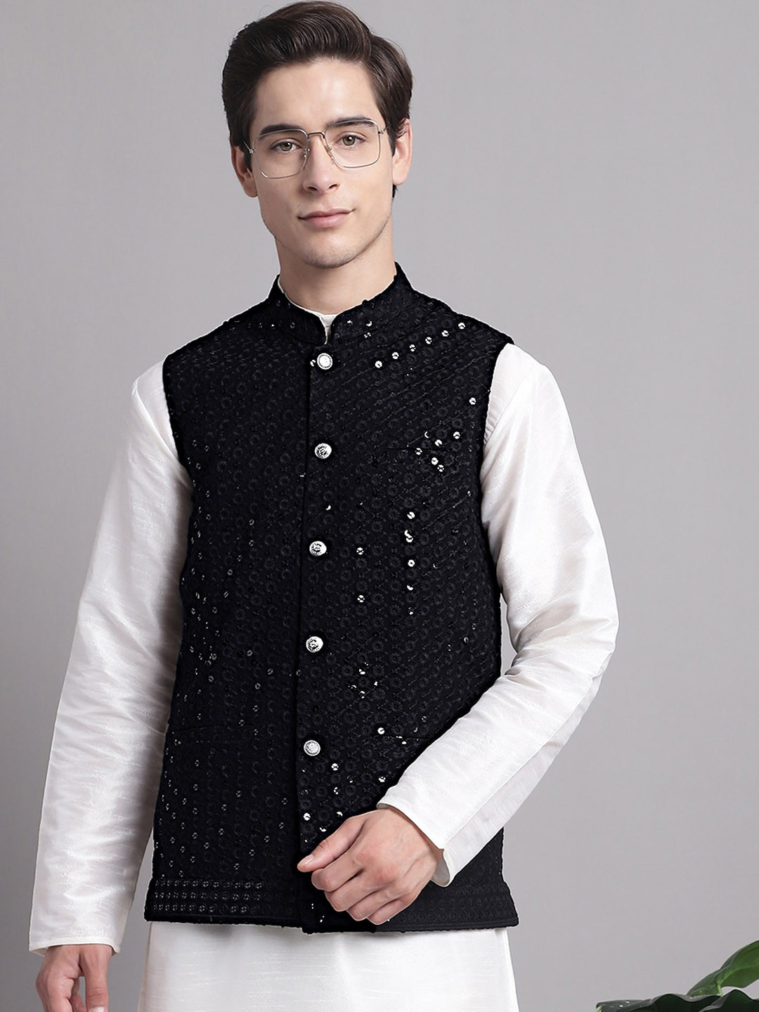 Buy Jompers Ethnic Motifs Embroidered Sequined Nehru Jacket Nehru