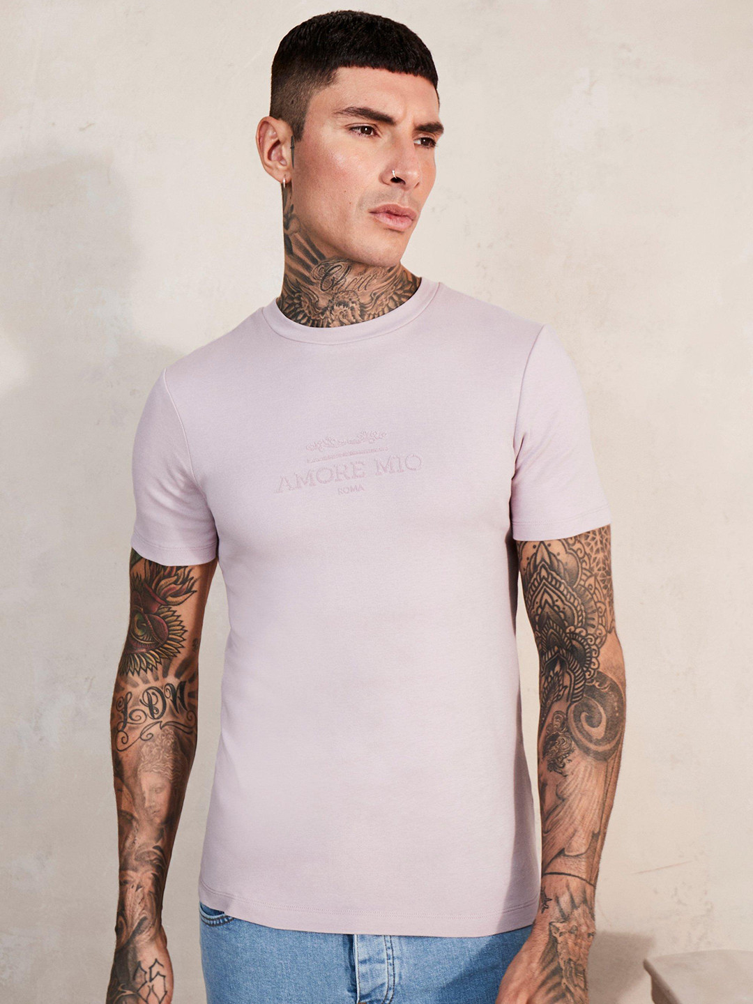 Buy BoohooMAN Muscle Fit Typography Pure Cotton T Shirt Tshirts for