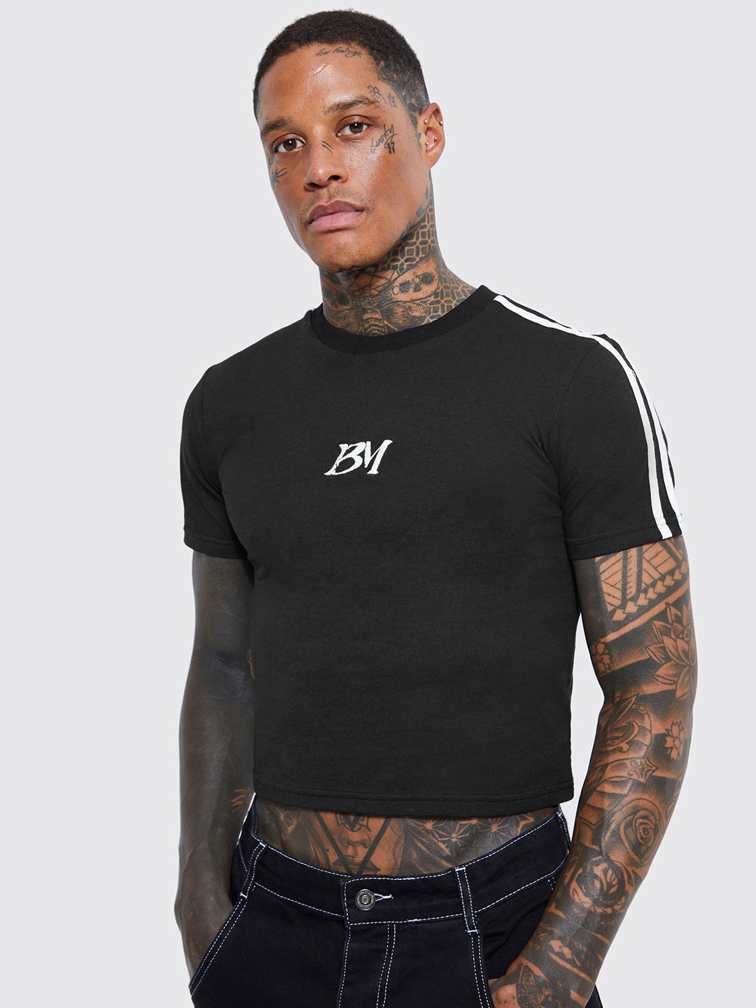 Buy BoohooMAN Pure Cotton Slim Fit Crop T Shirt Tshirts for Men 23753958 Myntra