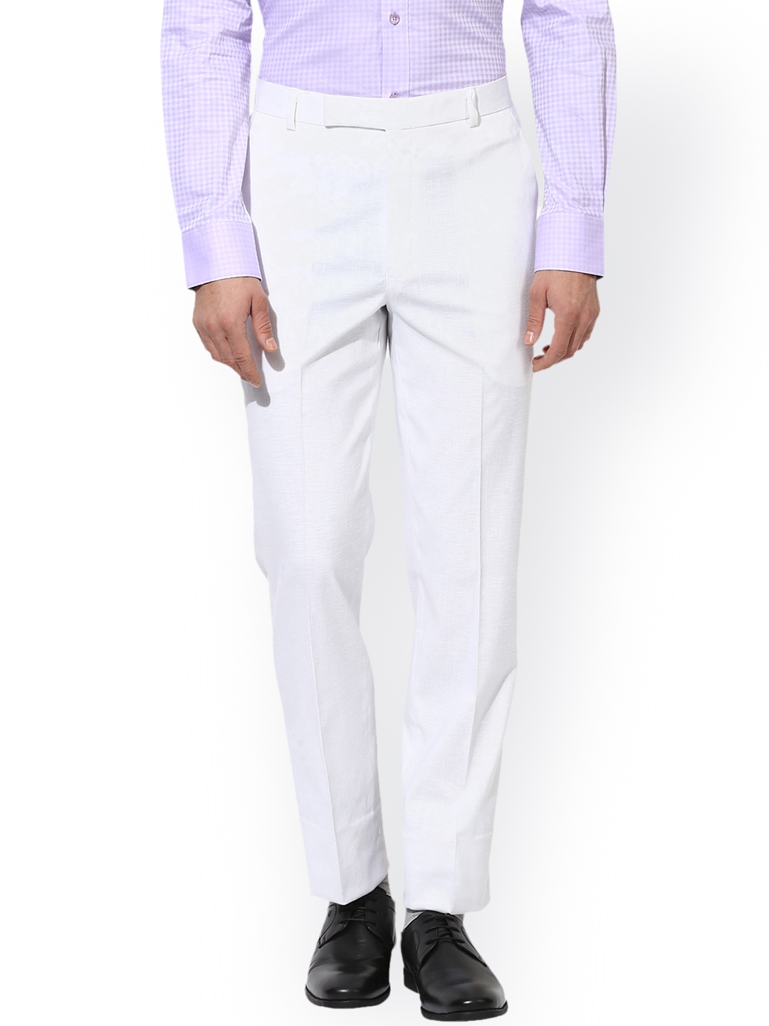 Buy Hangup Men White Regular Fit Solid Formal Trousers - Trousers for ...