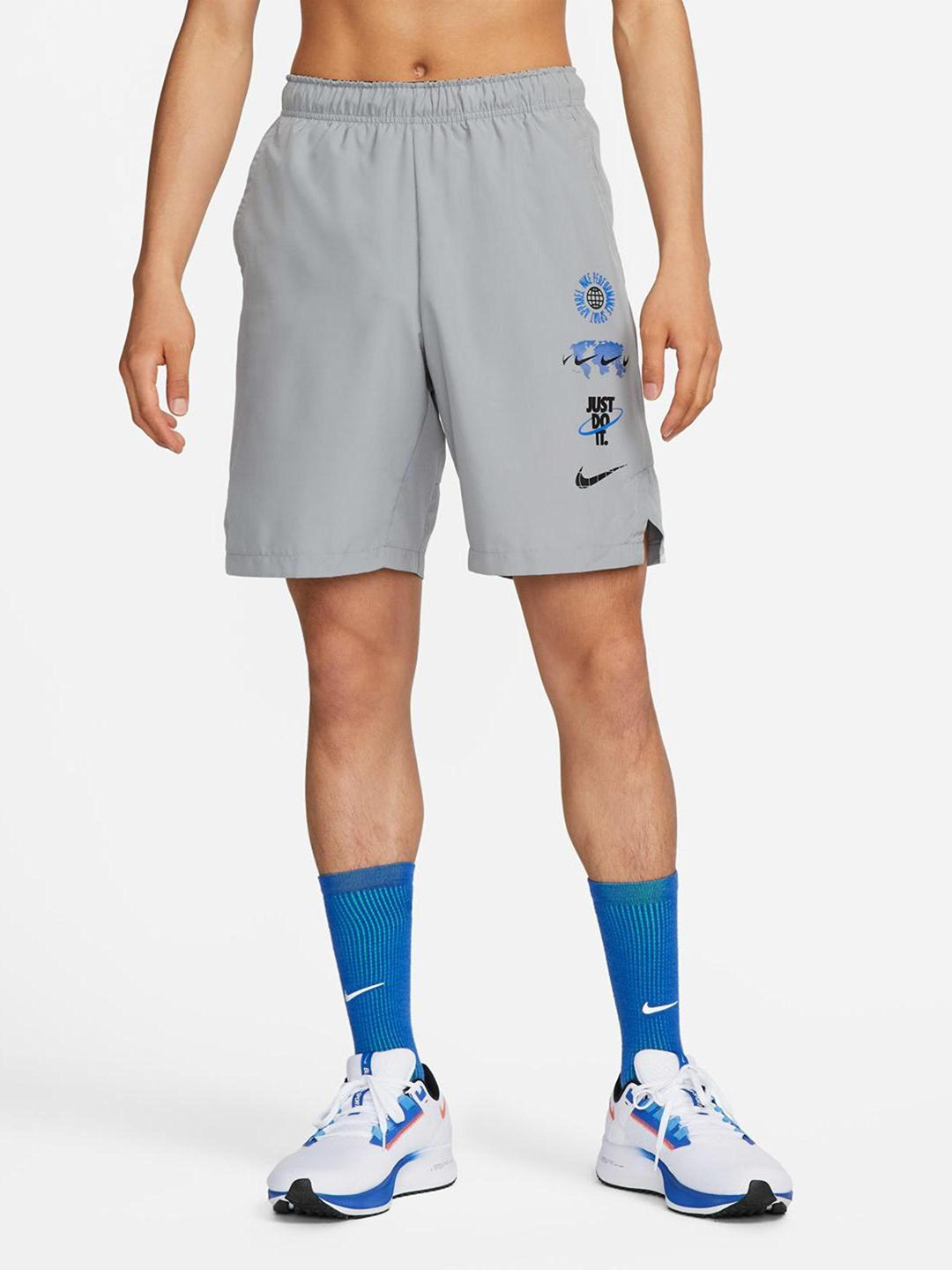 Nike Stretch Waist Navy Blue Graphic Logo Plain Mens Shorts 786418 451