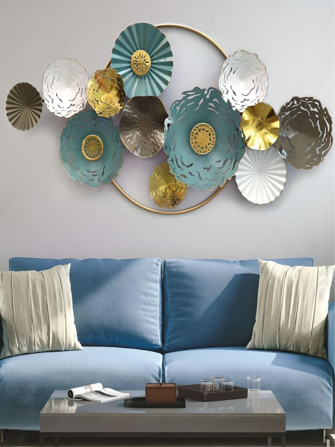 Buy The Art House Blue & White Metal Floral Wall Decor Wall Decor for