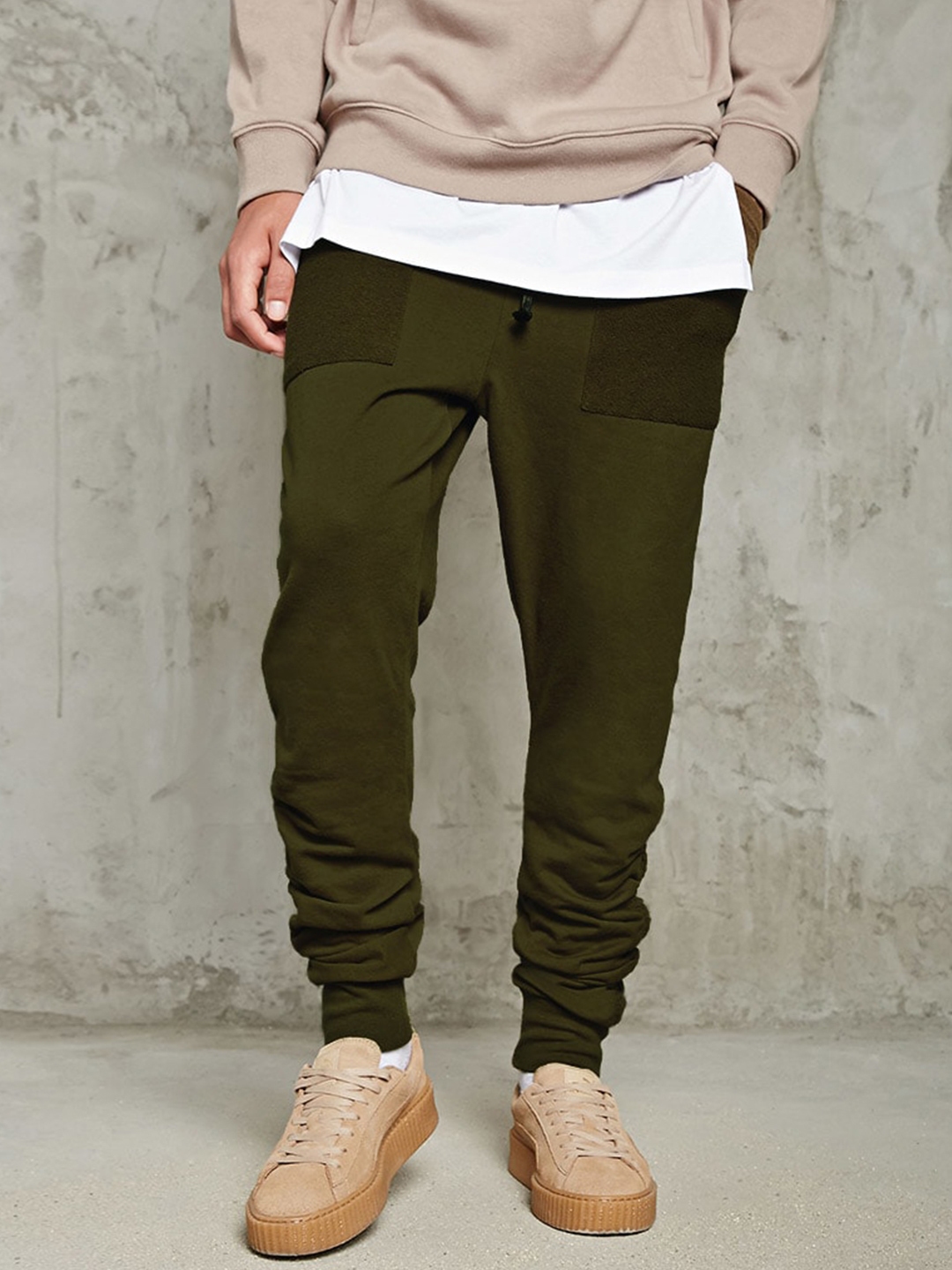 ivoc olive solid joggers