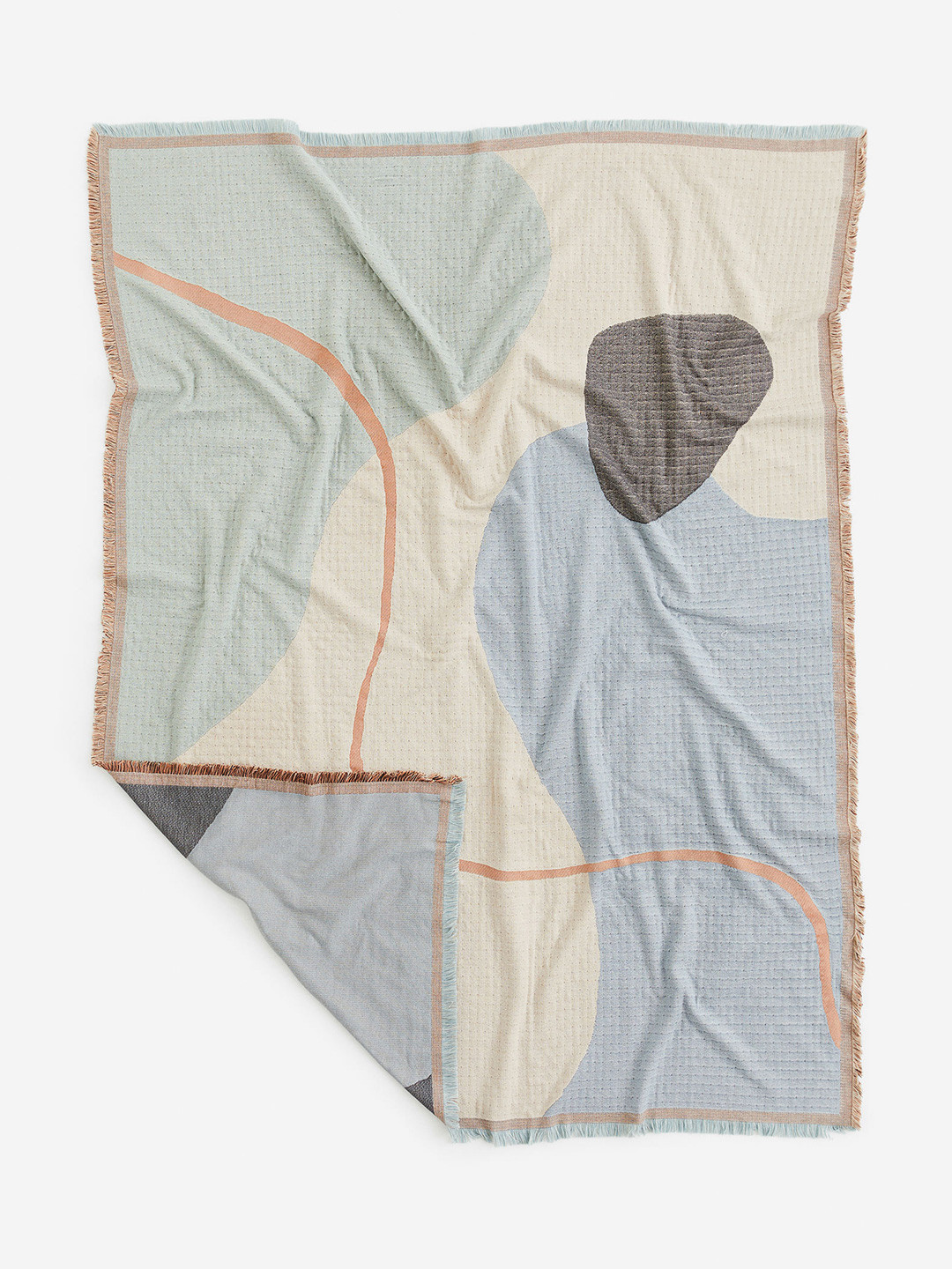 Buy H&M Blue & Beige Jacquard Weave Blanket Blankets Quilts And