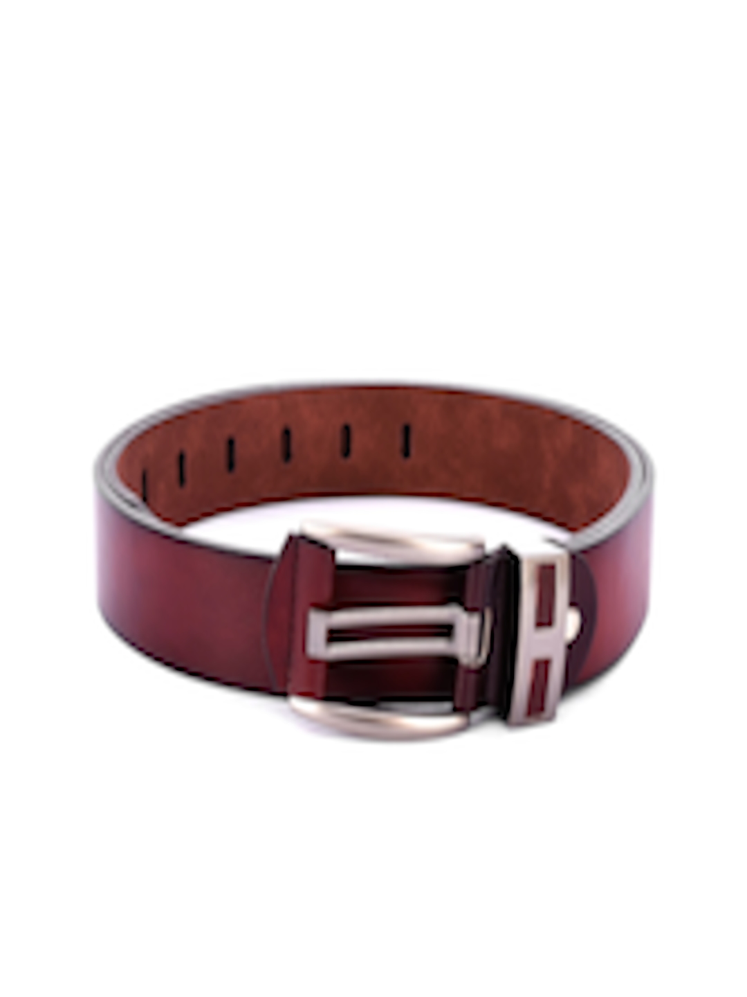 Buy BuckleUp Men Maroon Solid Leather Belt - Belts for Men 2378127 | Myntra