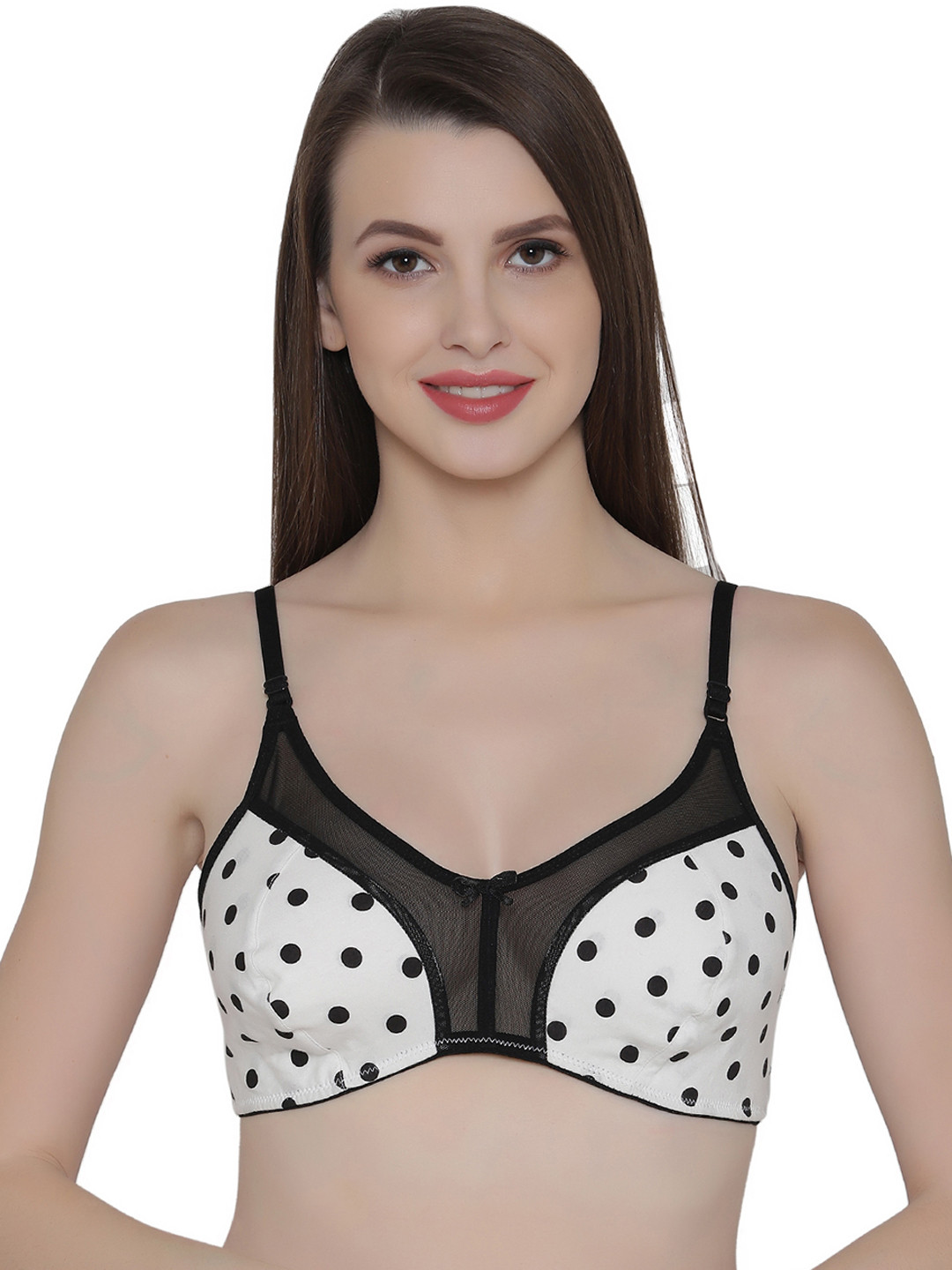 Buy Clovia White & Black Printed Non Wired Non Padded Everyday Bra BR0954P1832B Bra for Women