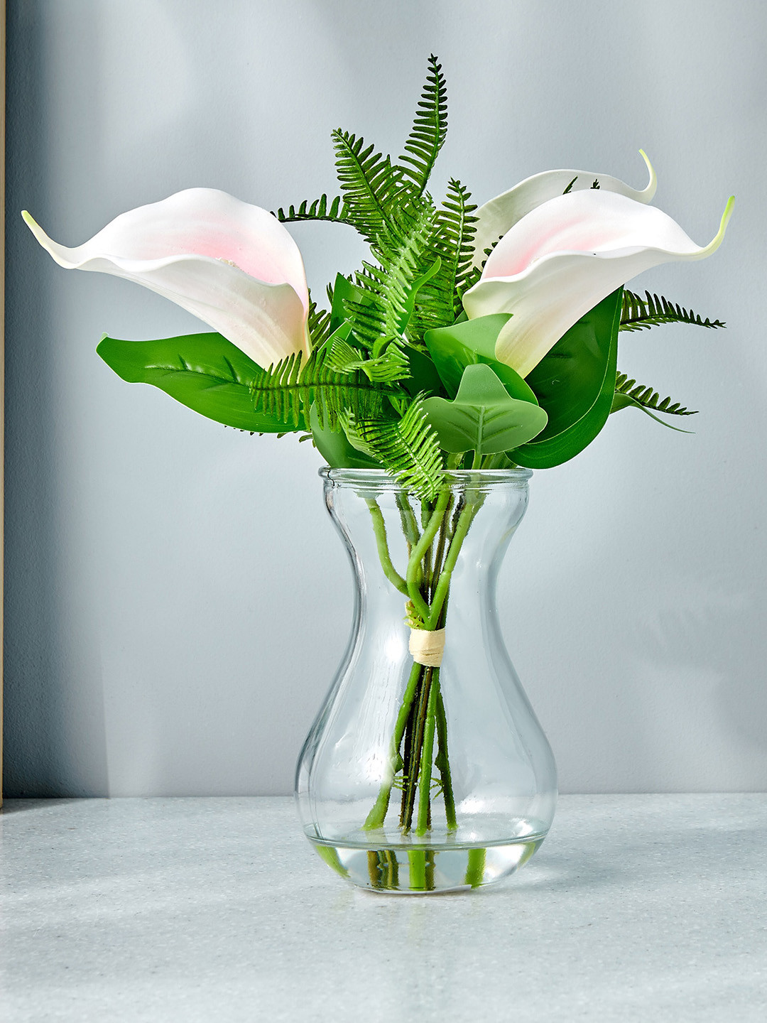 Buy Home Centre Transparent & Green Glass Vase With Gloria Lotus ...