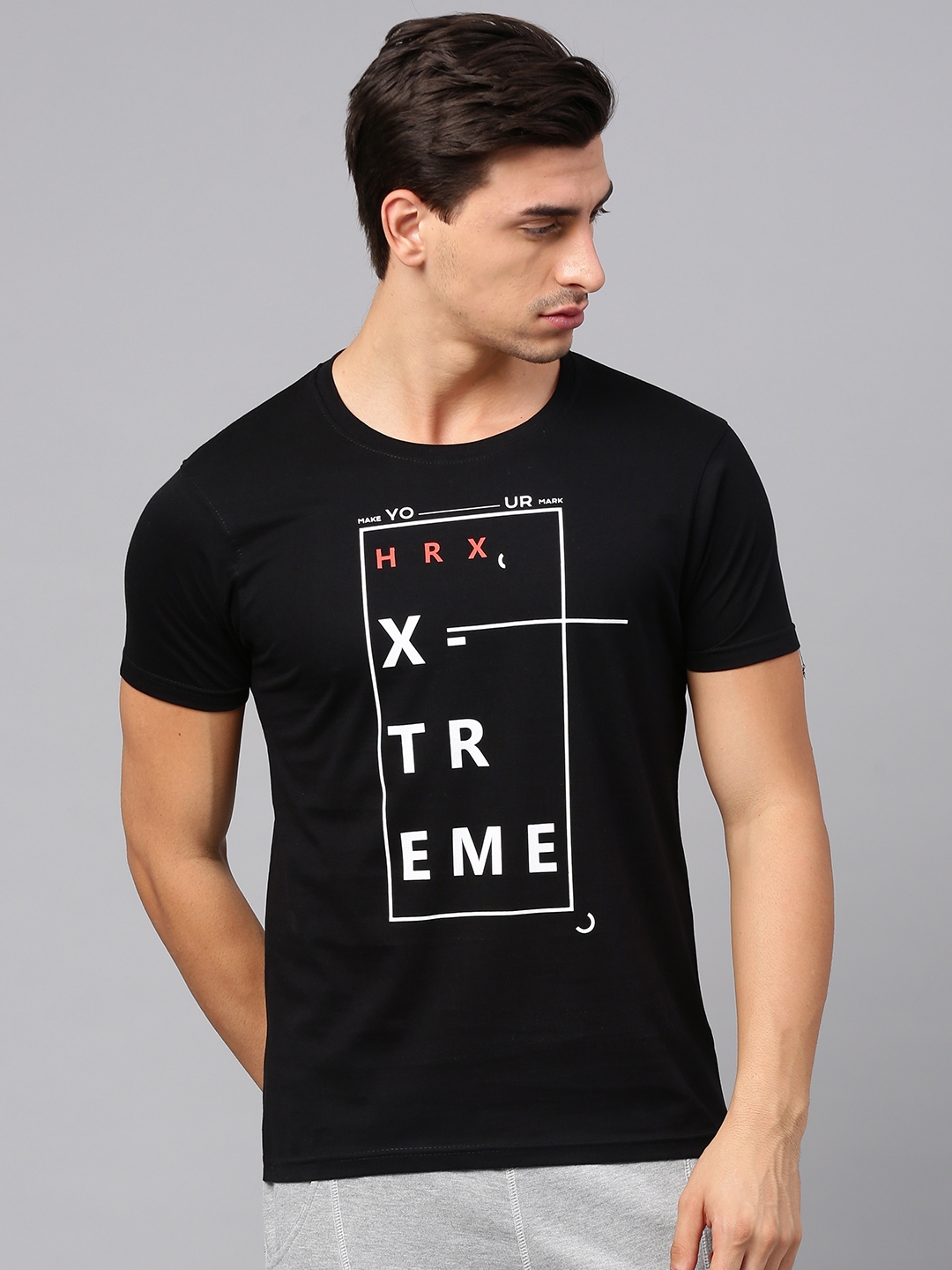 Buy HRX By Hrithik Roshan Men Black Printed T Shirt - Tshirts for Men ...