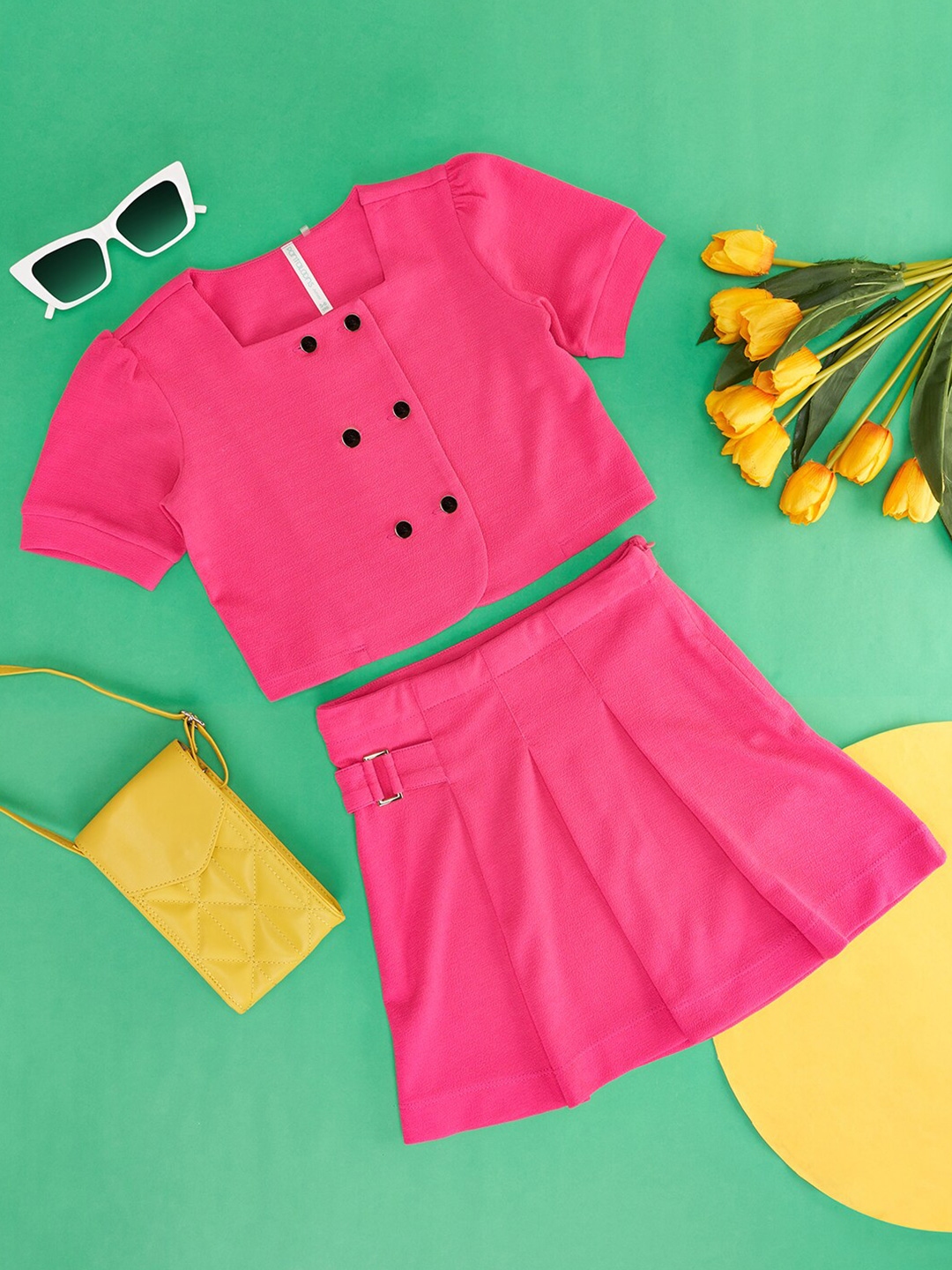 Buy Pantaloons Junior Girls Square Neck Pure Cotton Top With Skirt ...