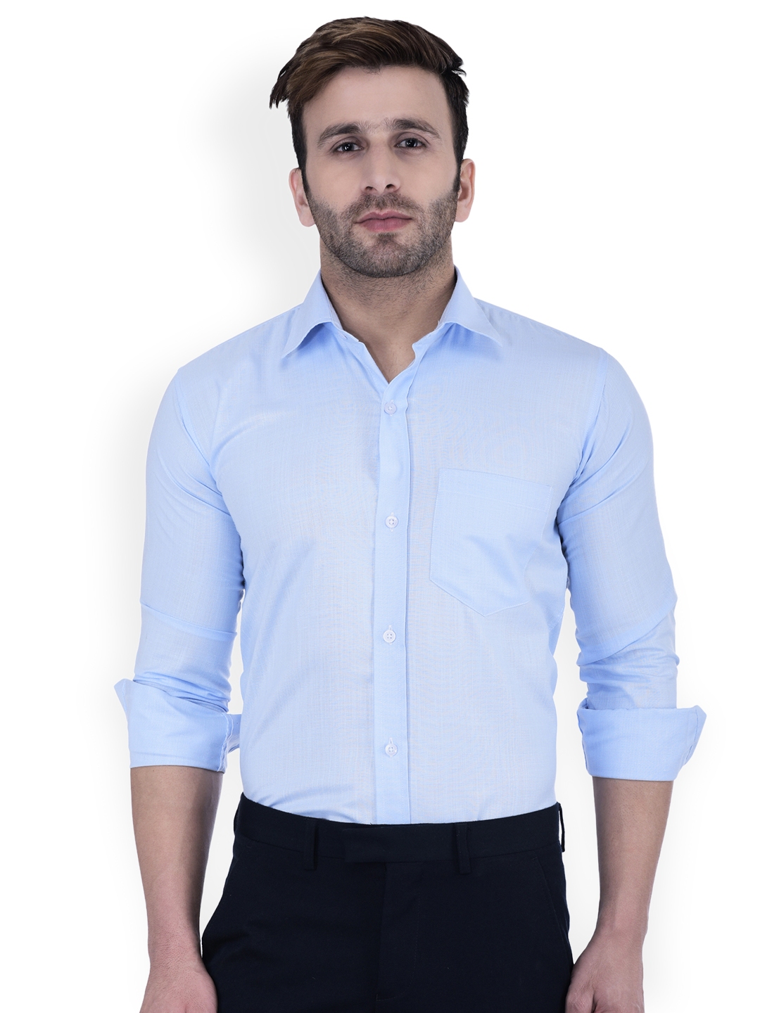 men blue formal shirt