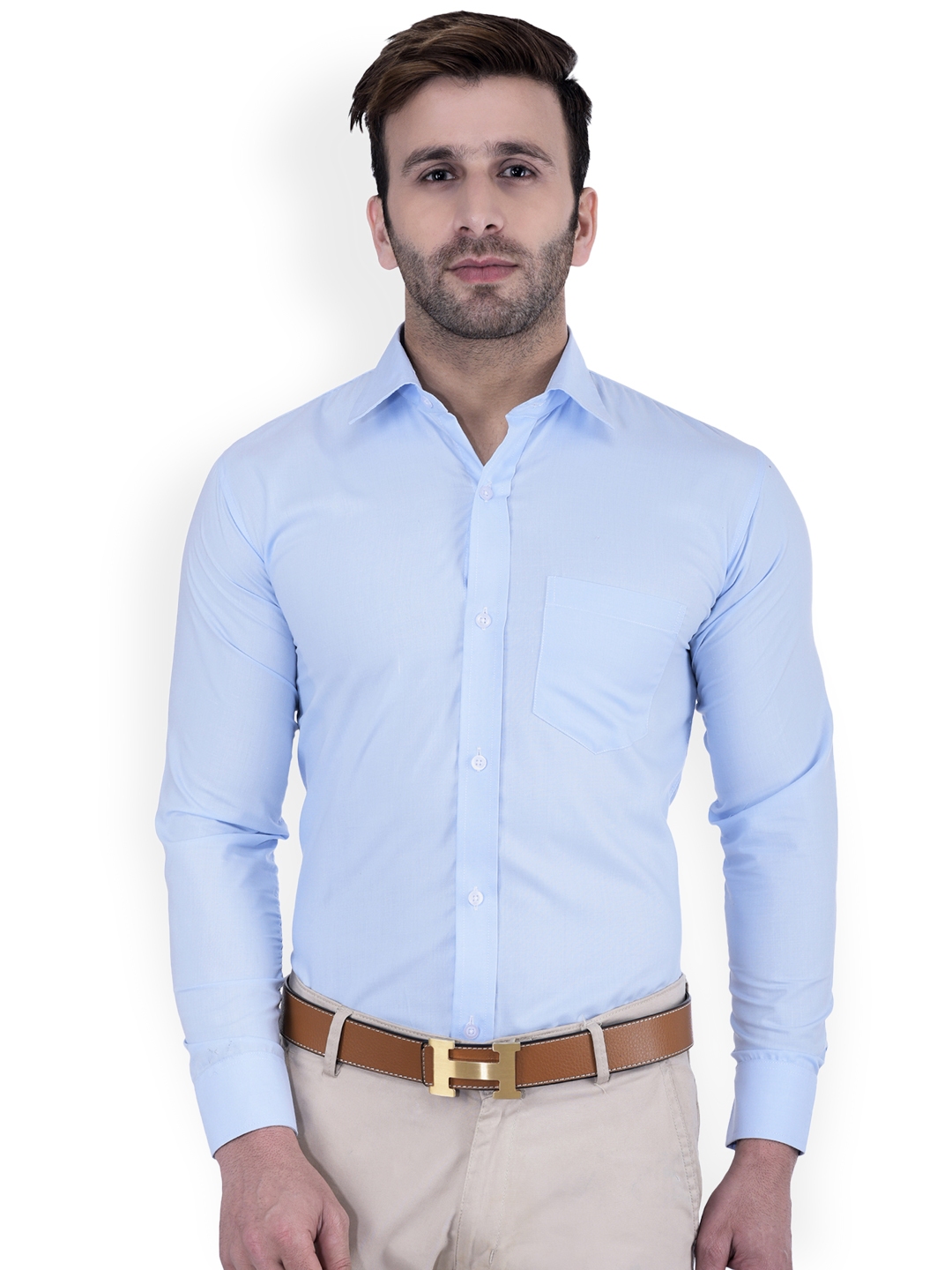 men blue formal shirt