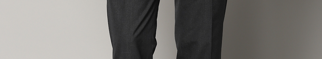 Buy Marks & Spencer Men Charcoal Grey Slim Fit Checked Pattern Formal ...