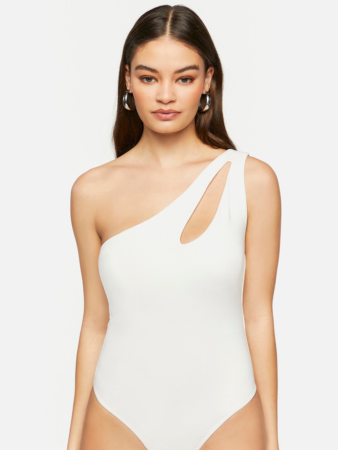 Buy FOREVER 21 White One Shoulder Bodysuit - Bodysuit for Women 23819442 | Myntra