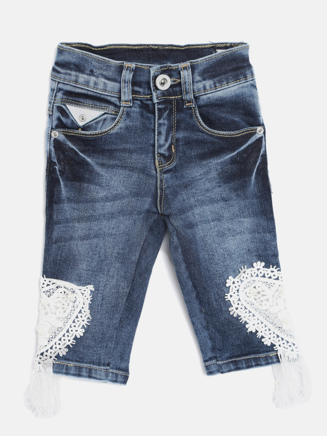 Buy Tiny Girl Blue Denim Capris Capris for Girls 2381980 Myntra