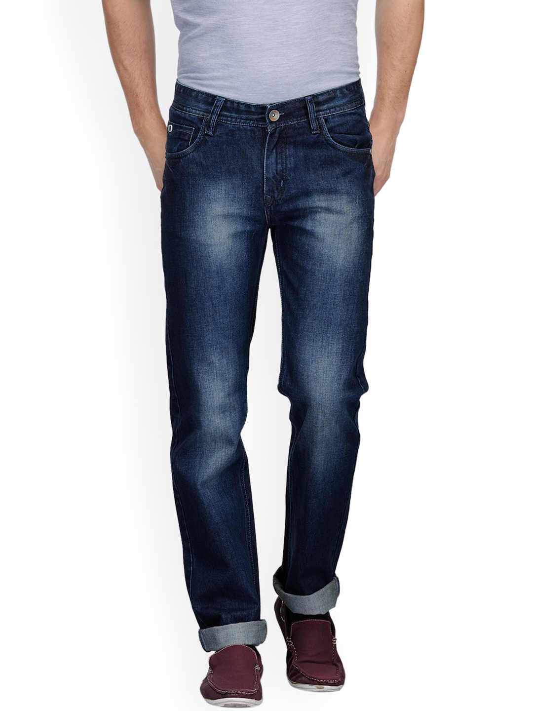 Buy FEVER Men Blue Regular Fit Mid Rise Clean Look Jeans - Jeans for ...