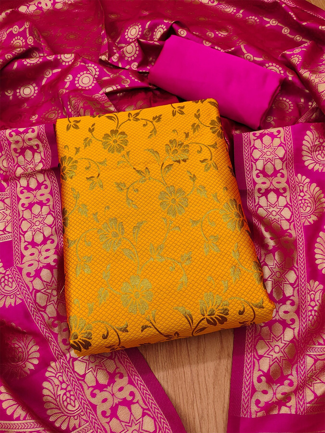 Buy KALINI Ethnic Motifs Woven Design Zari Unstitched Dress Material