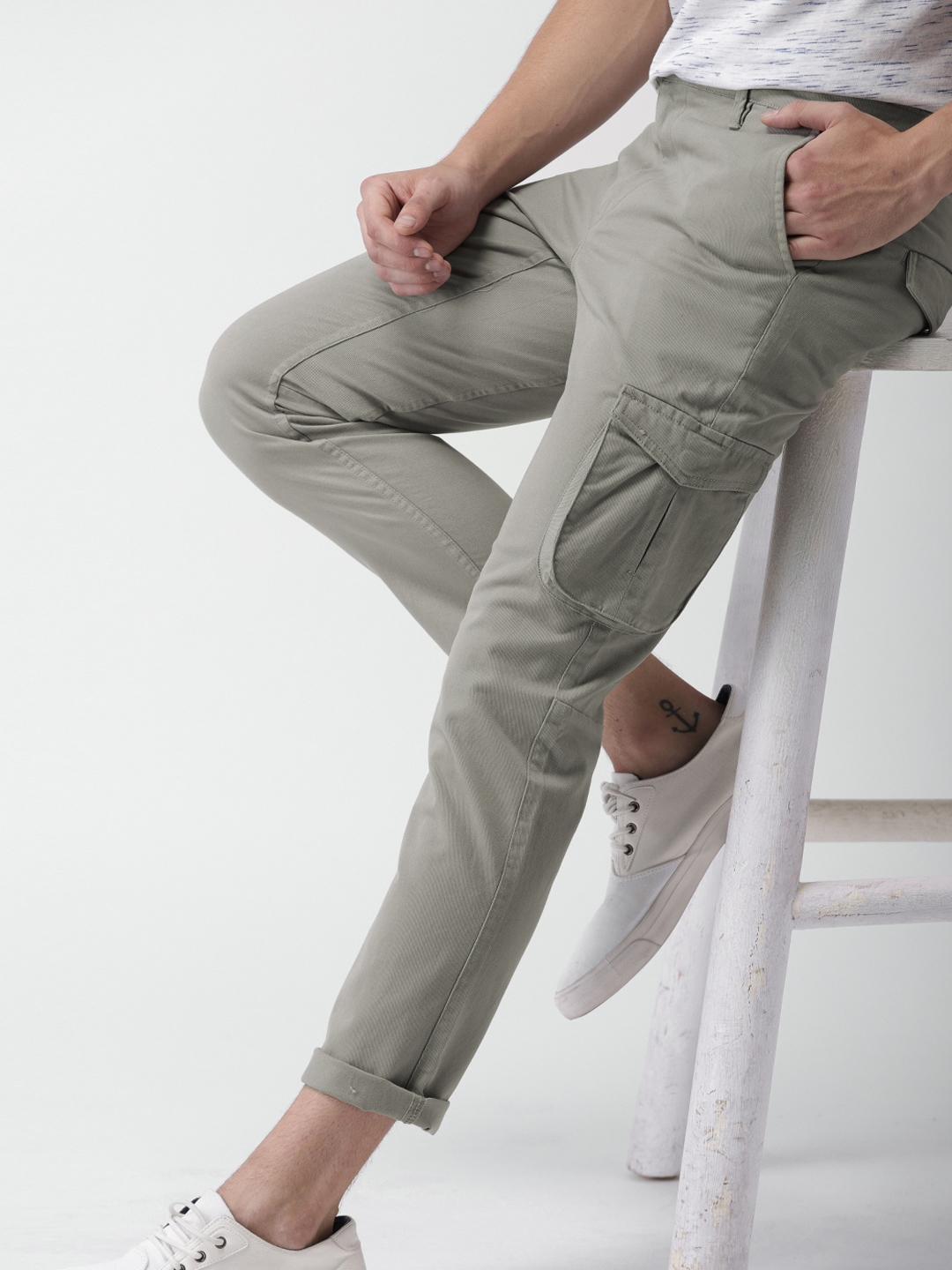 grey cargos h&m