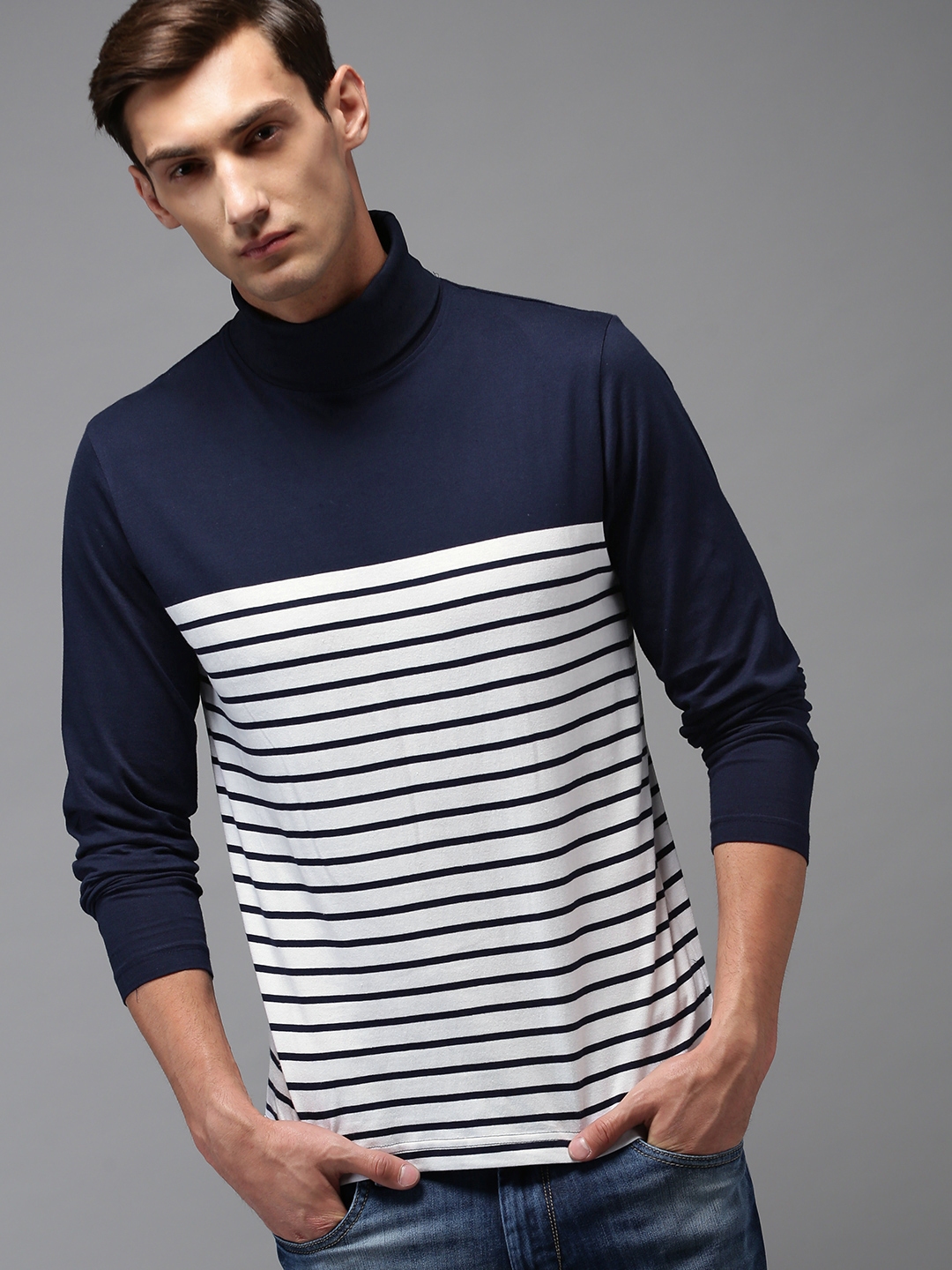 turtle neck t shirt for men white