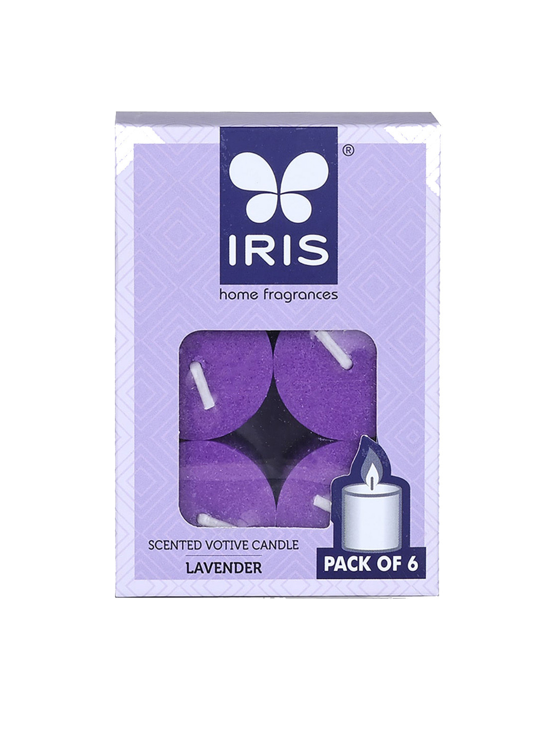Buy Iris Lavender Coloured 6 Pieces Scented Votive Candles Candles