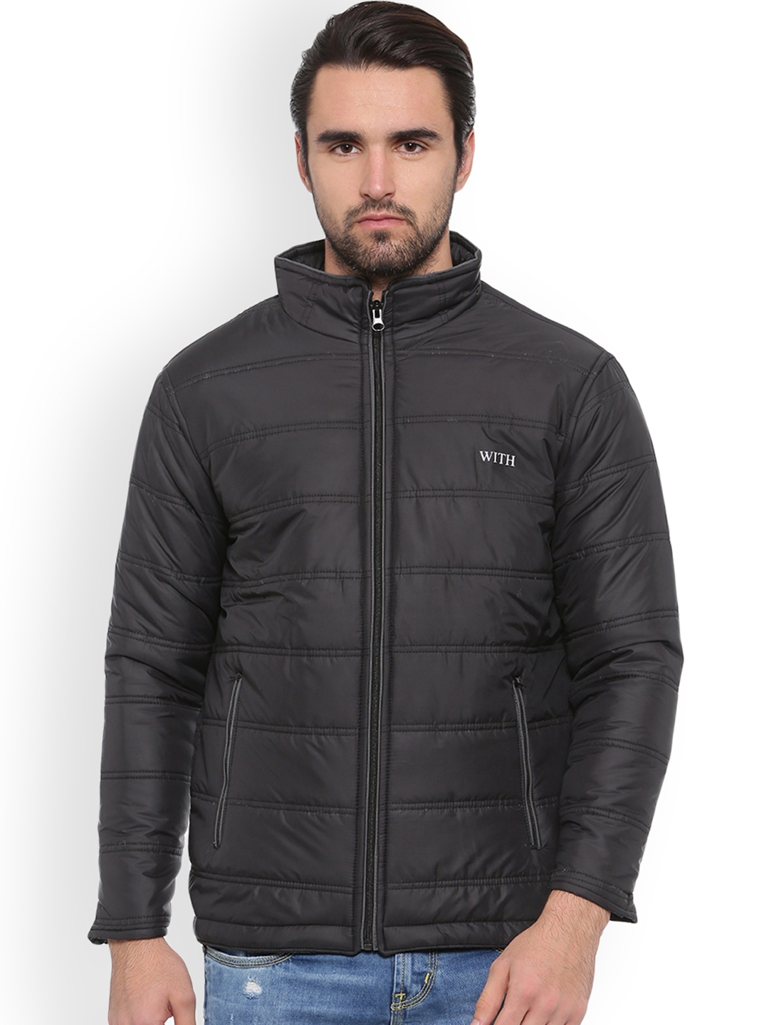 Buy WITH Men Black Solid Quilted Jacket - Jackets for Men 2384370 | Myntra