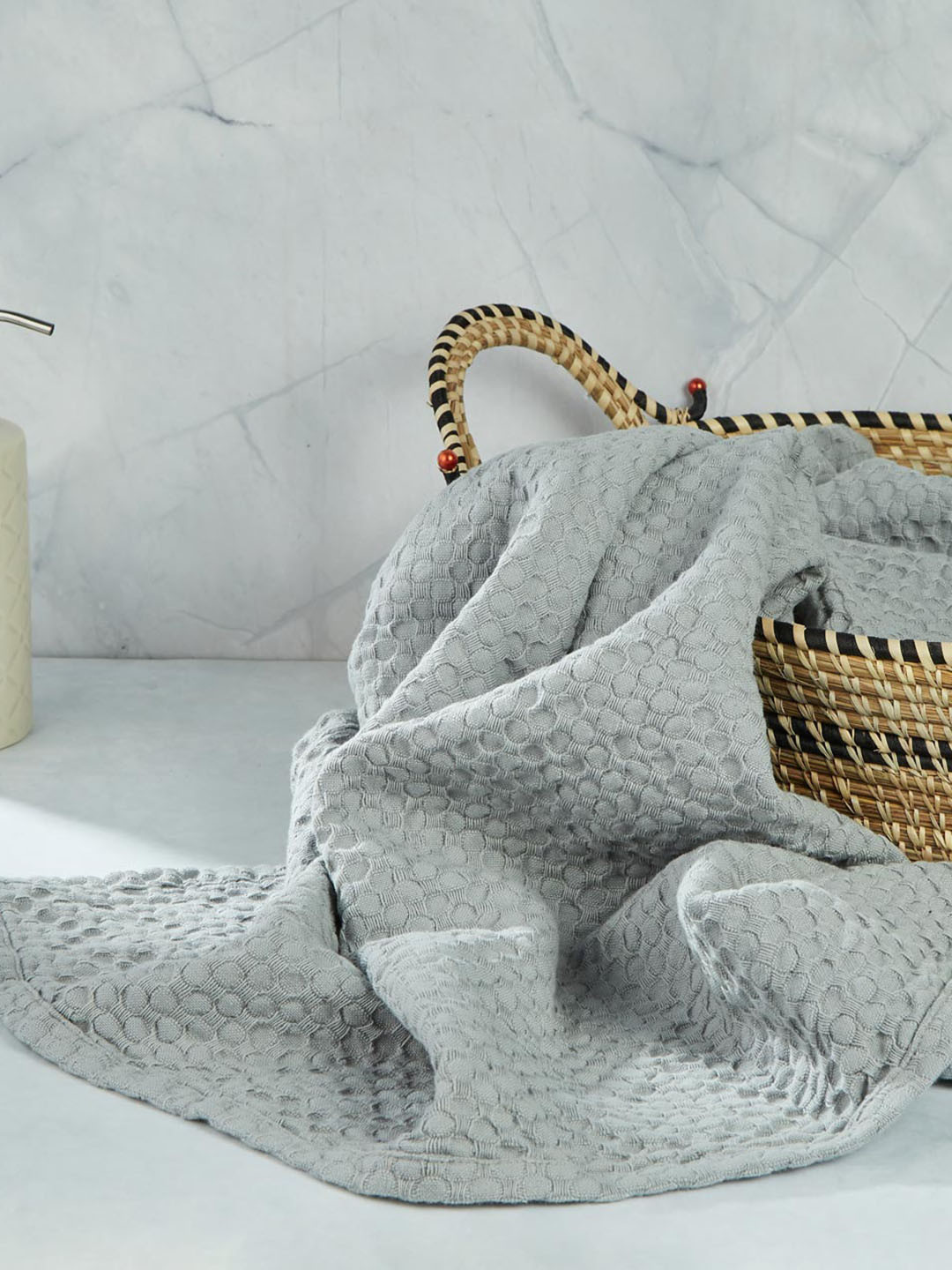 Buy Fabindia Hamam Grey Woven Cotton Hand Towel Hand Towels for