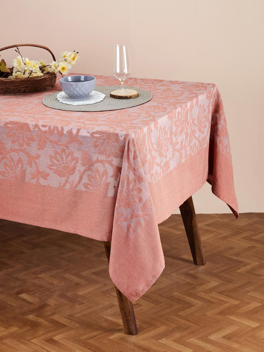 Buy Fabindia Inaya Rust Woven Cotton 6 Seater Table Cover Table