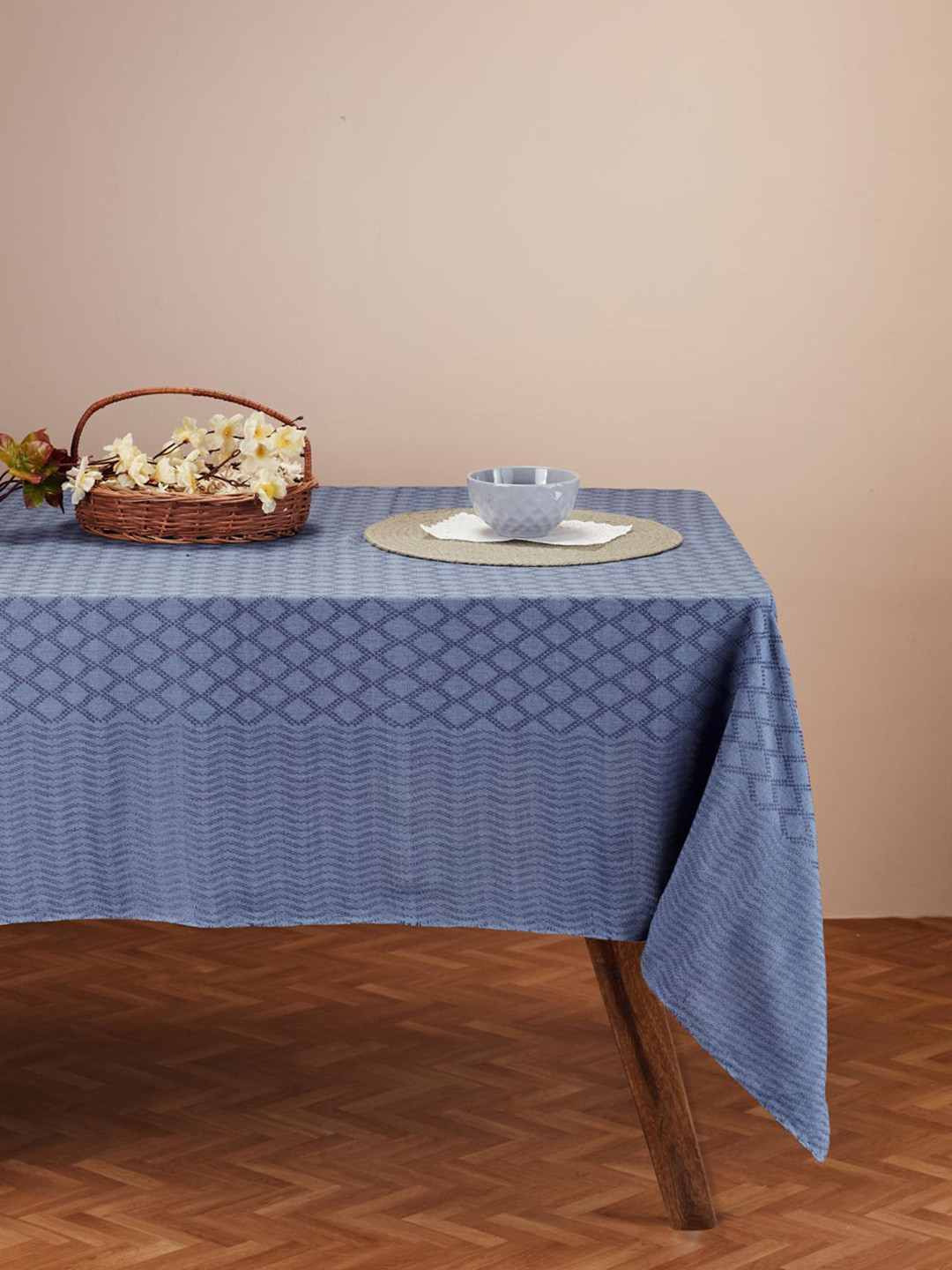 Buy Fabindia Indigo Suhana Blue Woven Cotton 6 Seater Table Cover