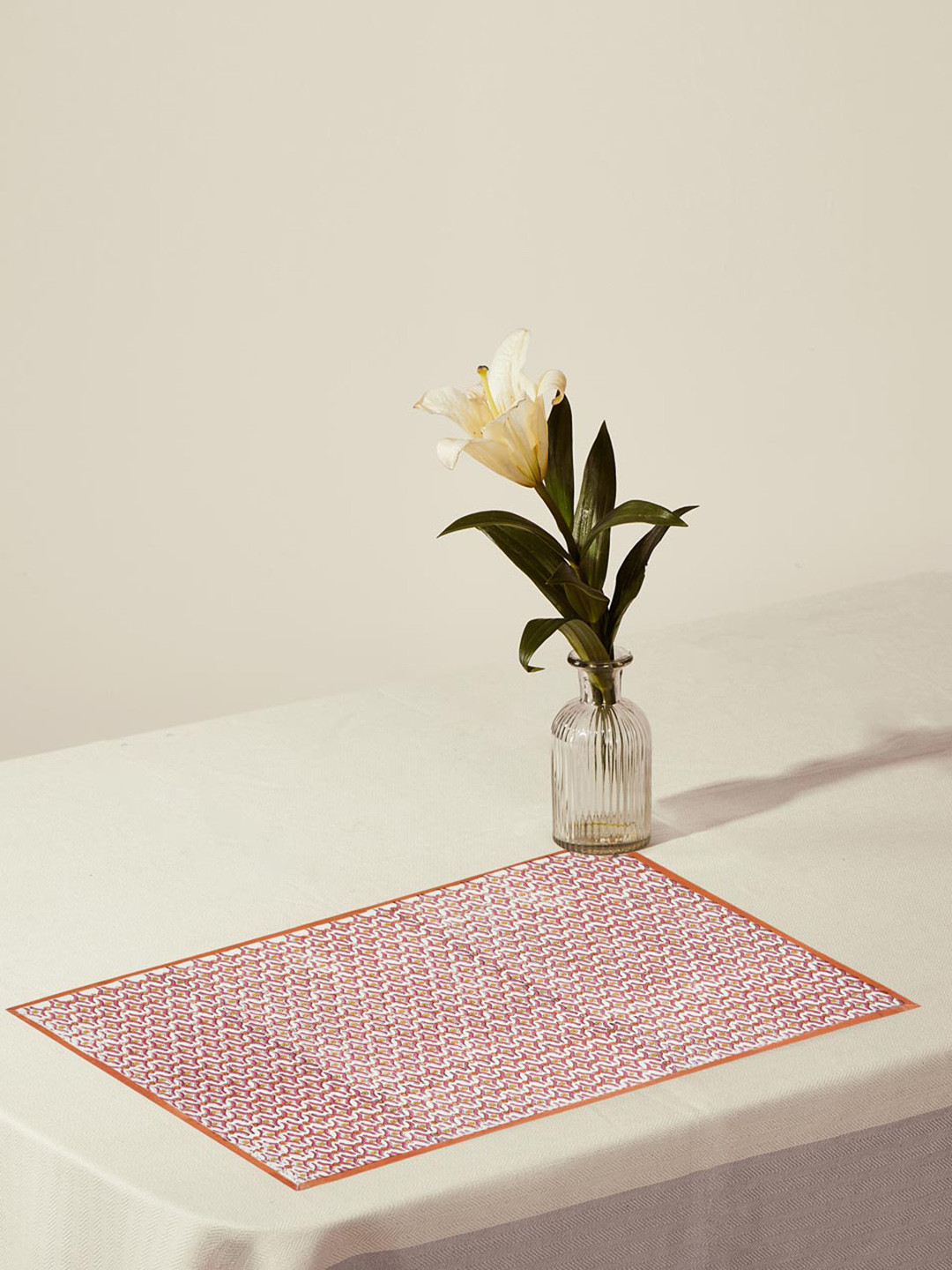 Buy Fabindia White & Brown 6 Pieces Printed Cotton Table Placemats