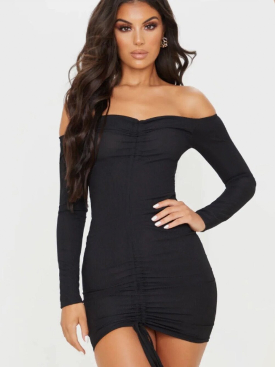 Buy Styched Off Shoulder Ruched Bodycon Mini Dress - Dresses for Women 23847956 | Myntra
