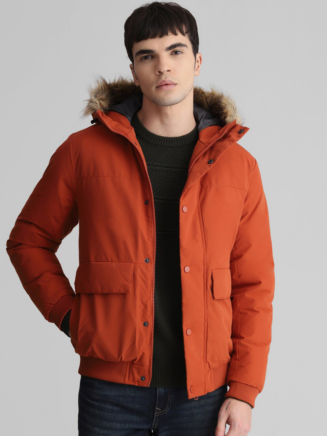 Buy Jack & Jones Solid Casual Parka Jacket With Faux Fur Trim - Jackets ...