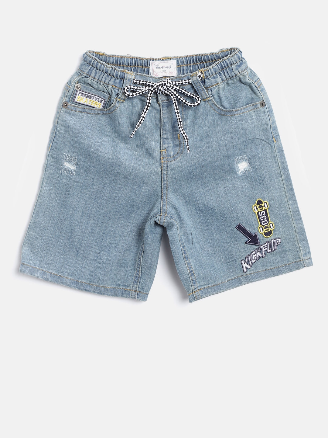 Buy Nauti Nati Boys Blue Solid Regular Fit Denim Shorts - Shorts for ...