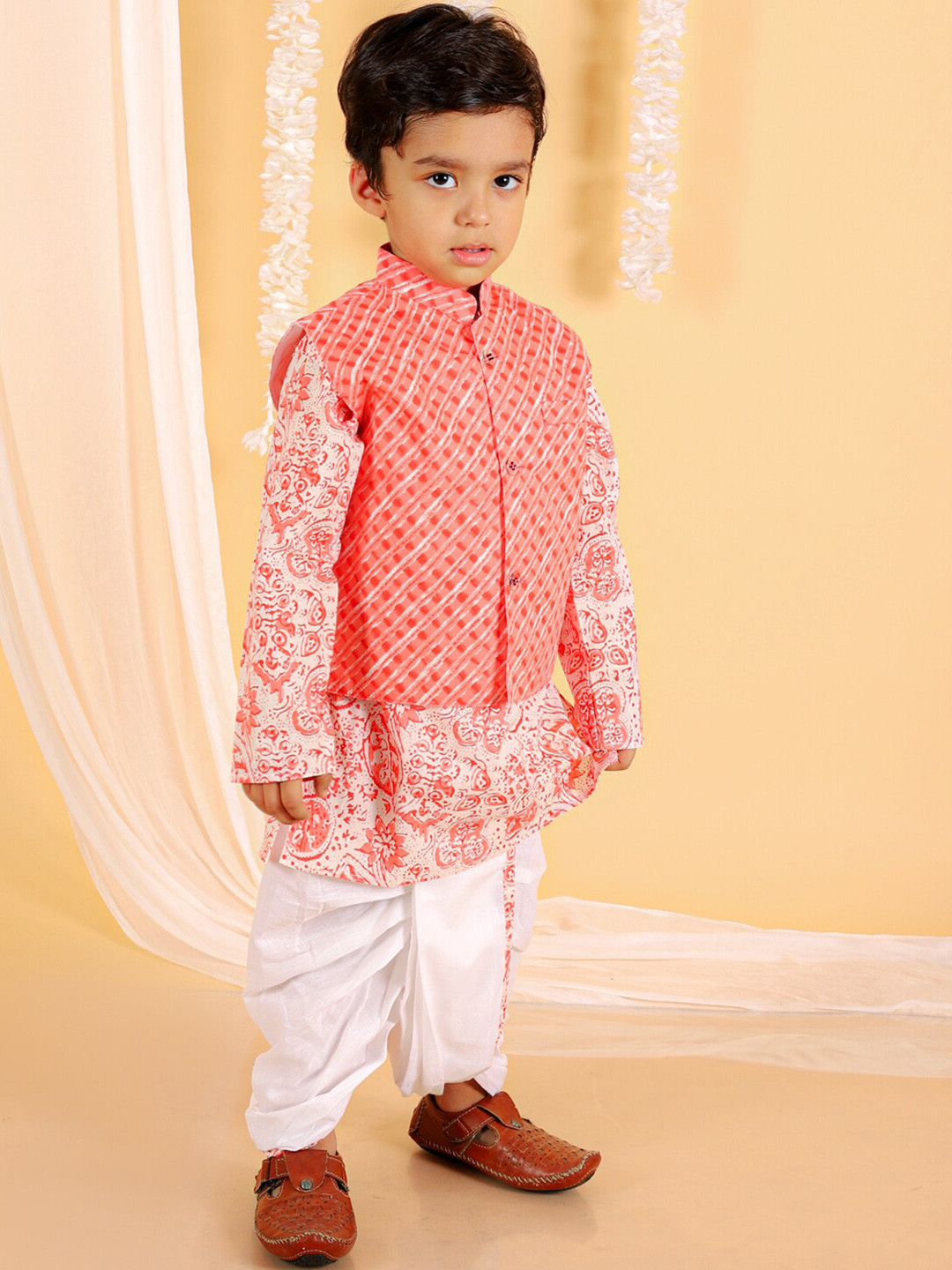 Boys Printed Regular Kurta With Dhoti Pants