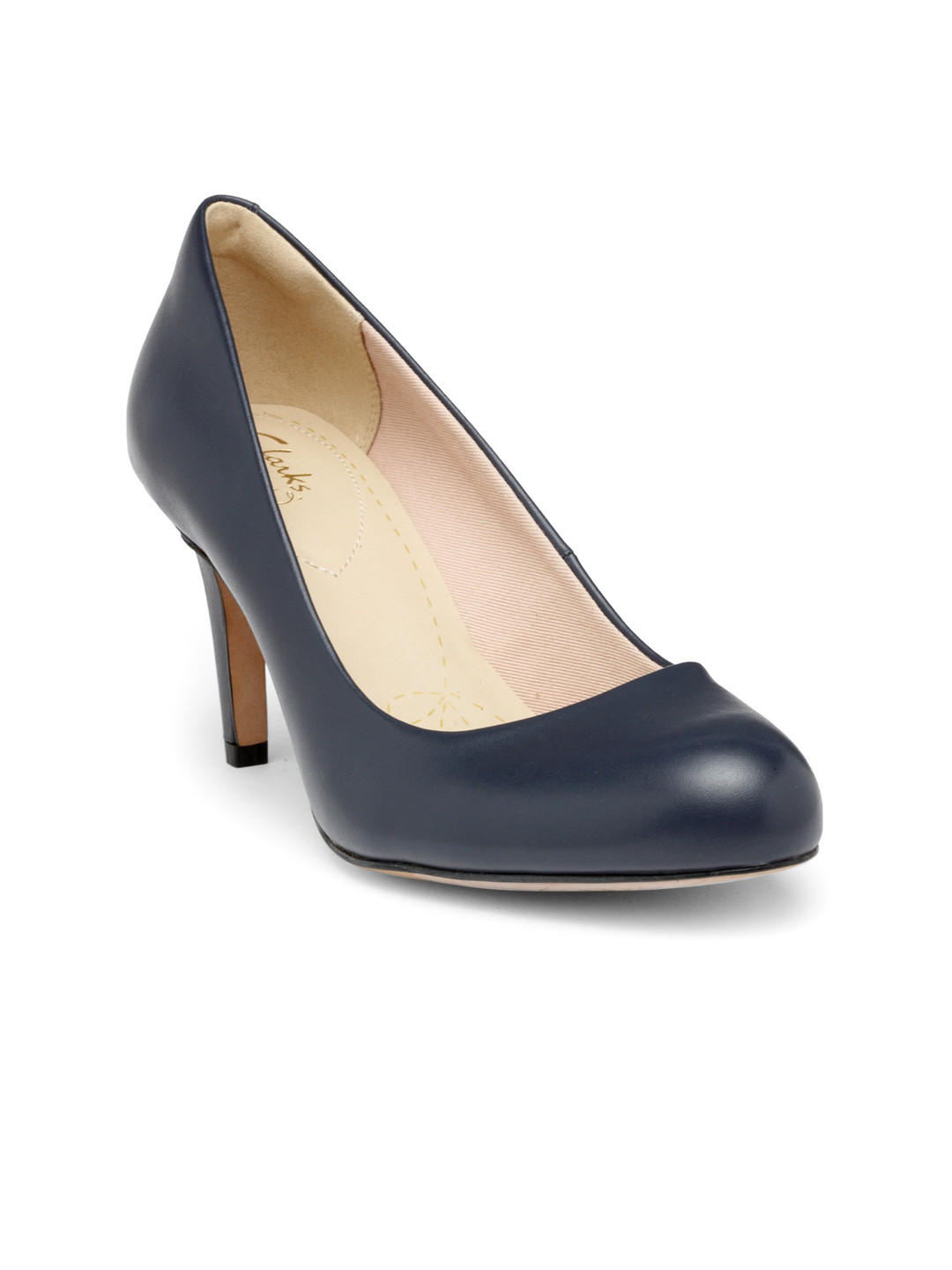 Buy Clarks Women Navy Blue Leather Solid Pumps Heels for Women