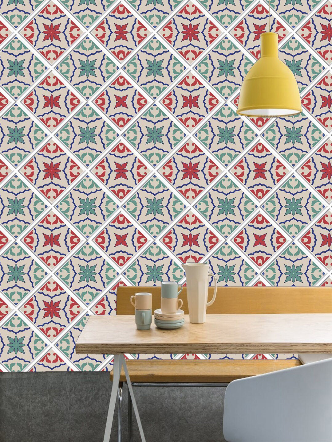 Buy Jaamso Royals Beige & Red 3D Wall Panel PE Foam Self Adhesive 3D