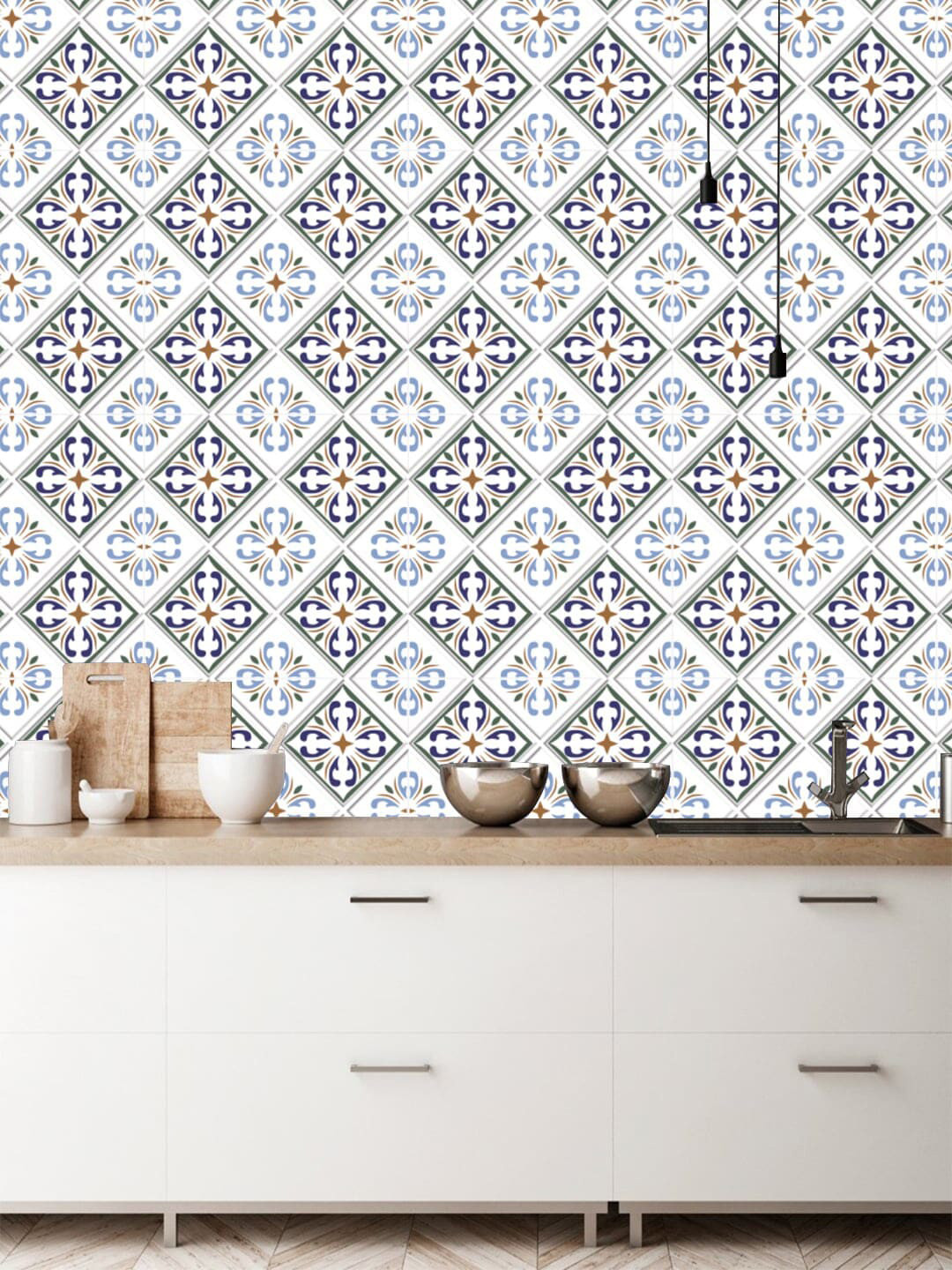 Buy Jaamso Royals White & Blue 3D Wall Panel PE Foam Self Adhesive 3D