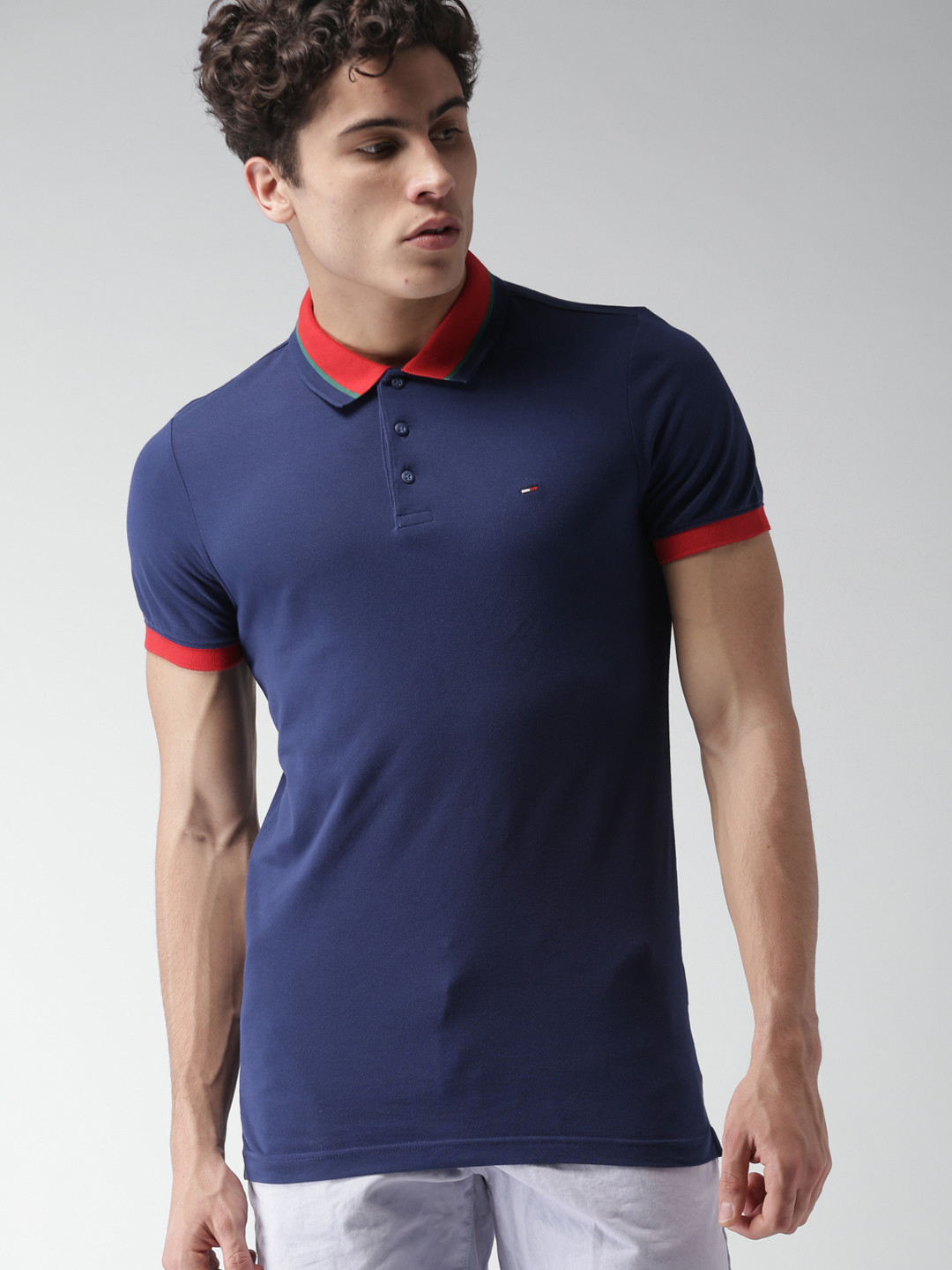 Buy Tommy Hilfiger Men Navy Blue Solid Polo T Shirt Tshirts for Men