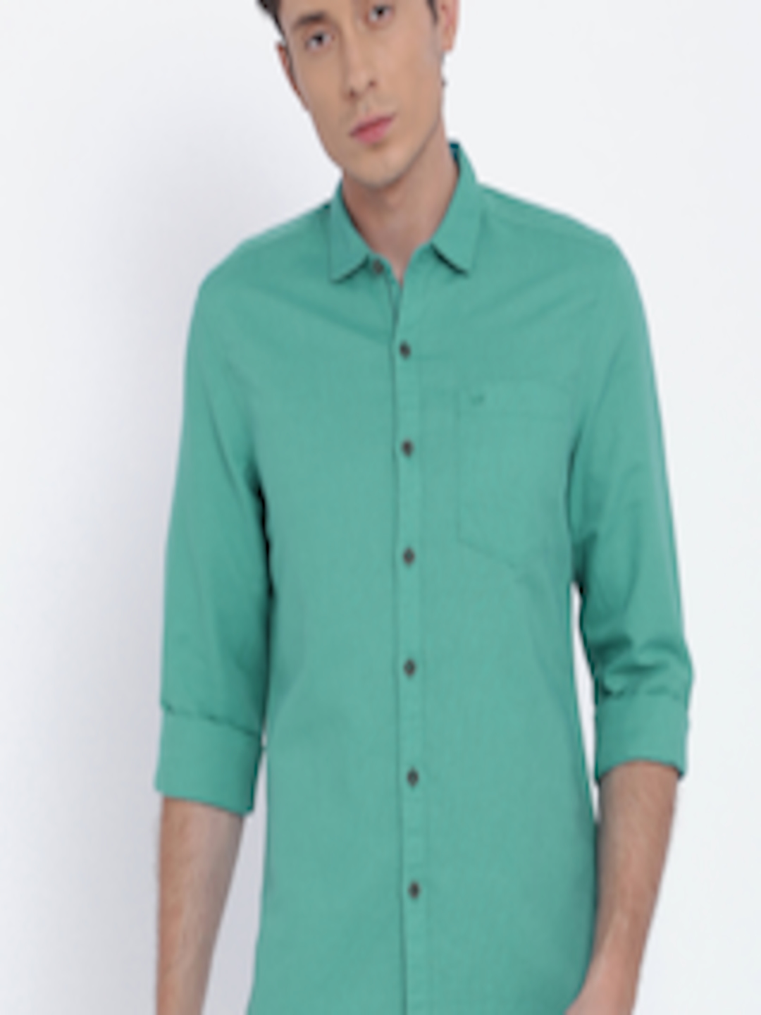 Buy Lee Men Green Slim Fit Solid Casual Shirt - Shirts for Men 2388560 ...