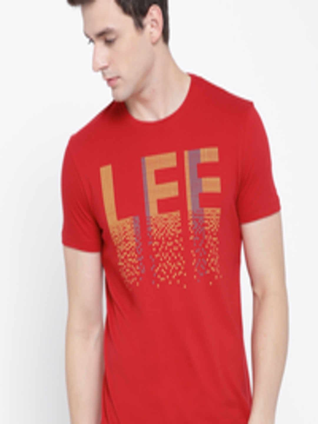Buy Lee Men Red Printed Round Neck T Shirt - Tshirts for Men 2388592 ...