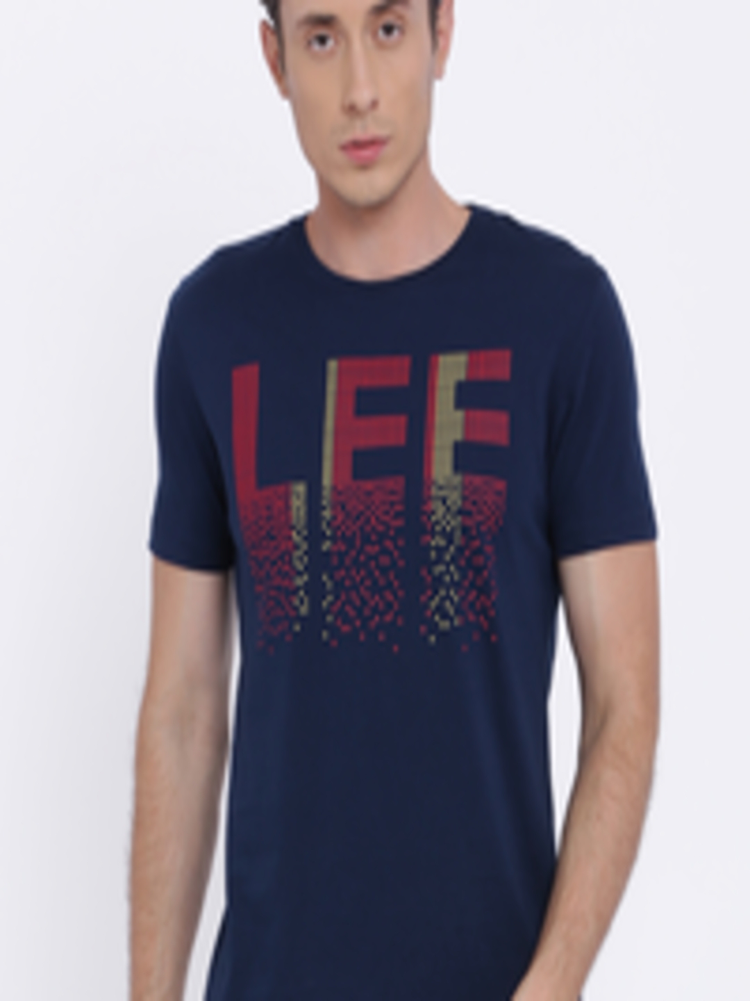 Buy Lee Men Navy Blue Printed Round Neck T Shirt - Tshirts for Men ...