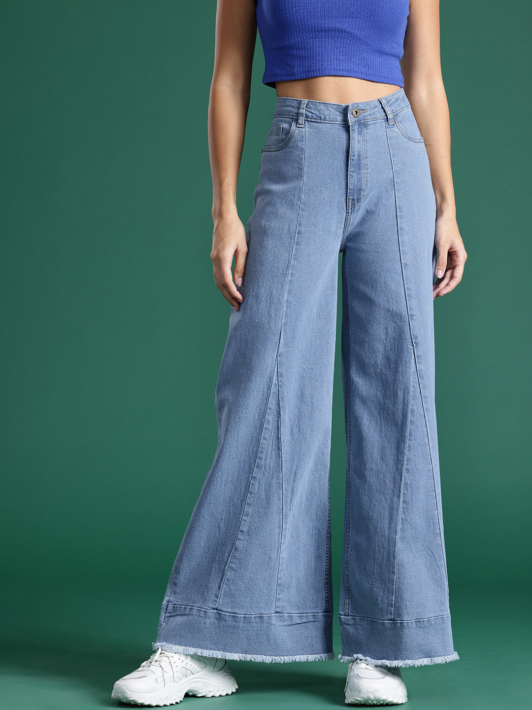 DressBerry Women Wide Leg Heavy Fade Mid-Rise Jeans main image 1