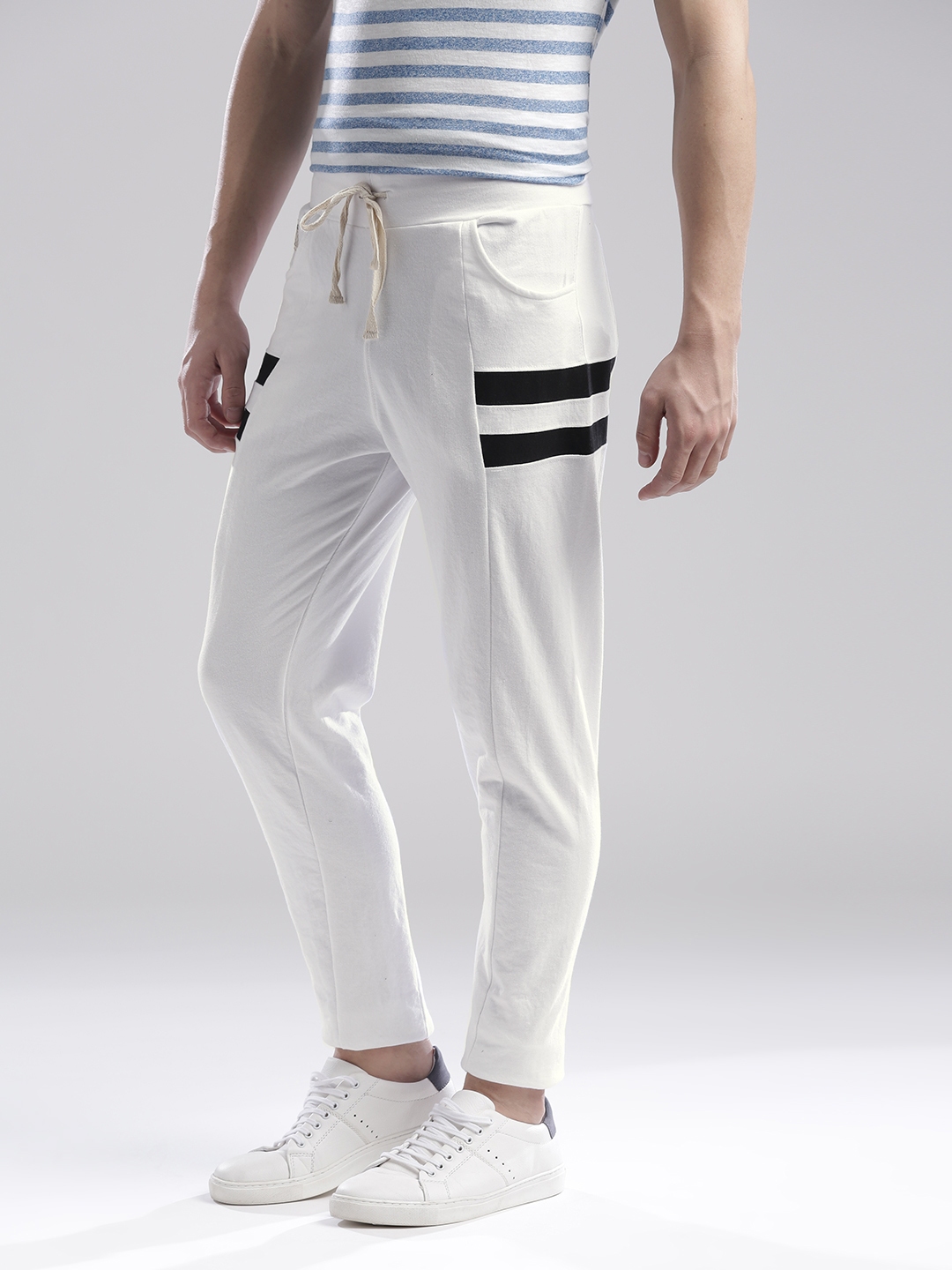 all white track pants