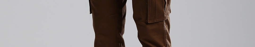 Buy Hubberholme Men Brown Slim Fit Solid Cargos - Trousers for Men ...