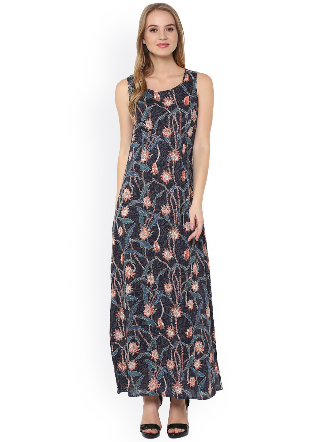 Buy WoowZerz Women Blue Printed Maxi Dress Dresses For Women 2389130 