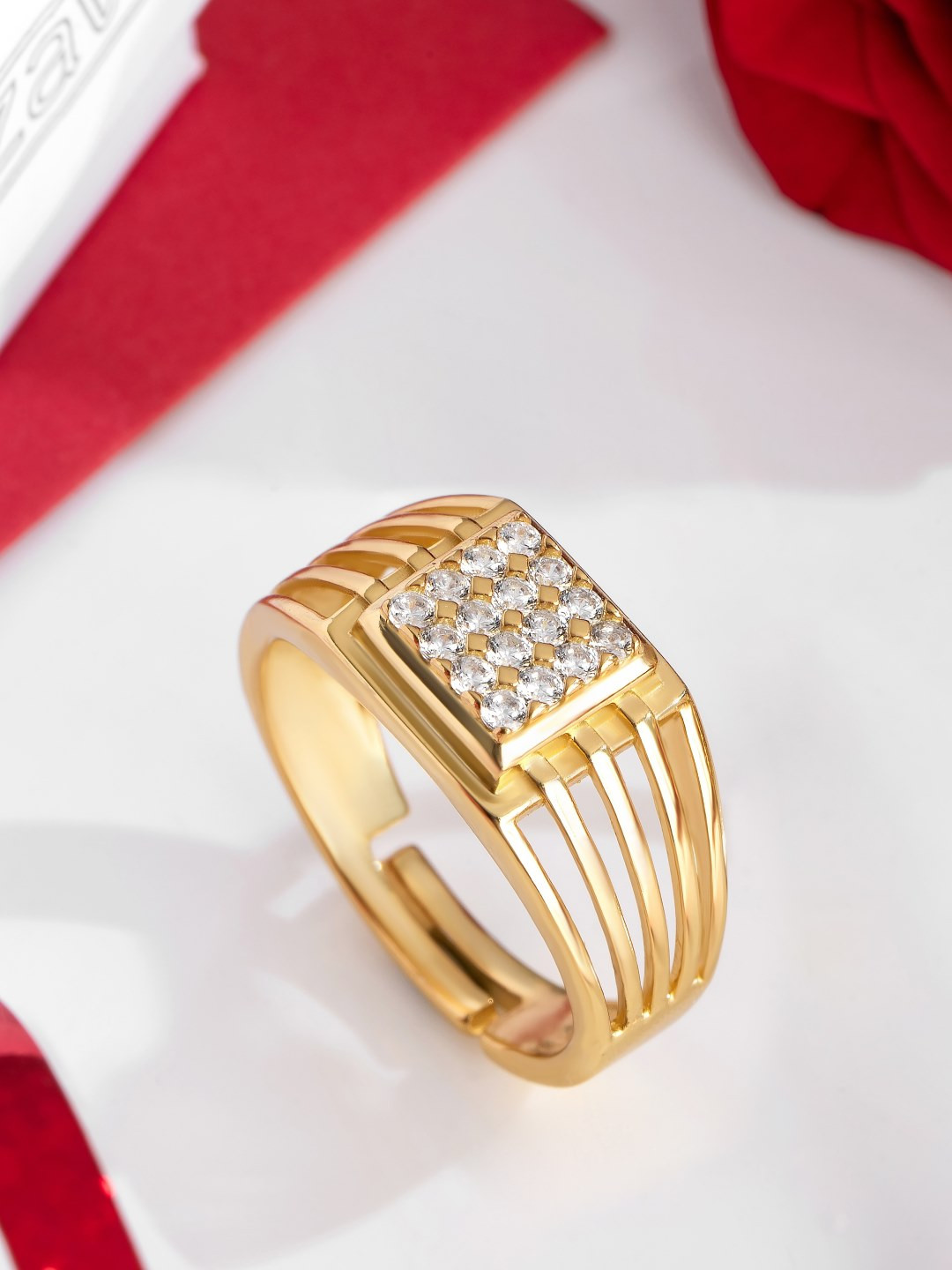 Buy Zavya Men Gold Plated 925 Pure Sterling Silver Adjustable Ring ...
