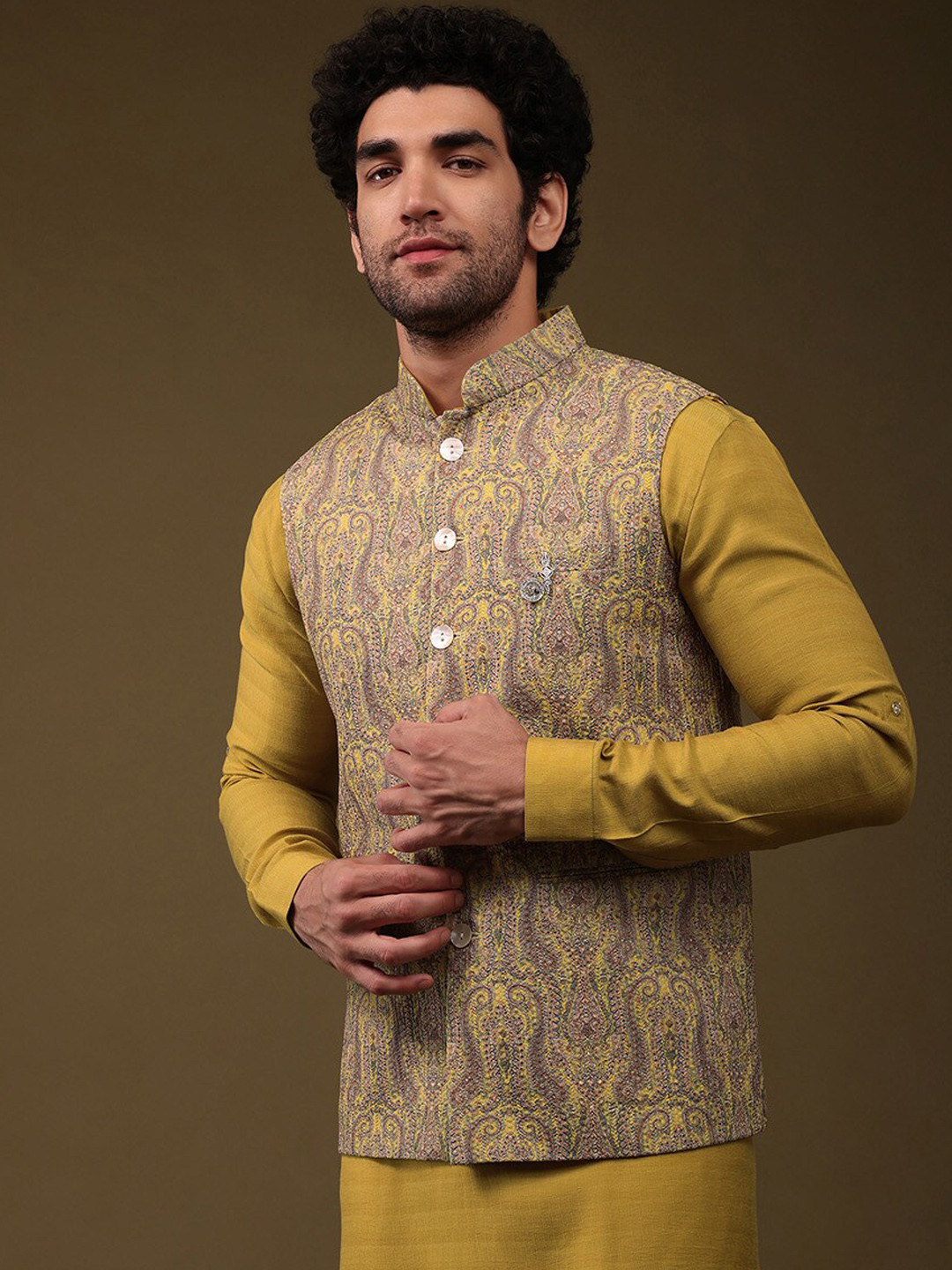 Buy KALKI Fashion Straight Kurta With Churidar & With Nehru Jacket ...